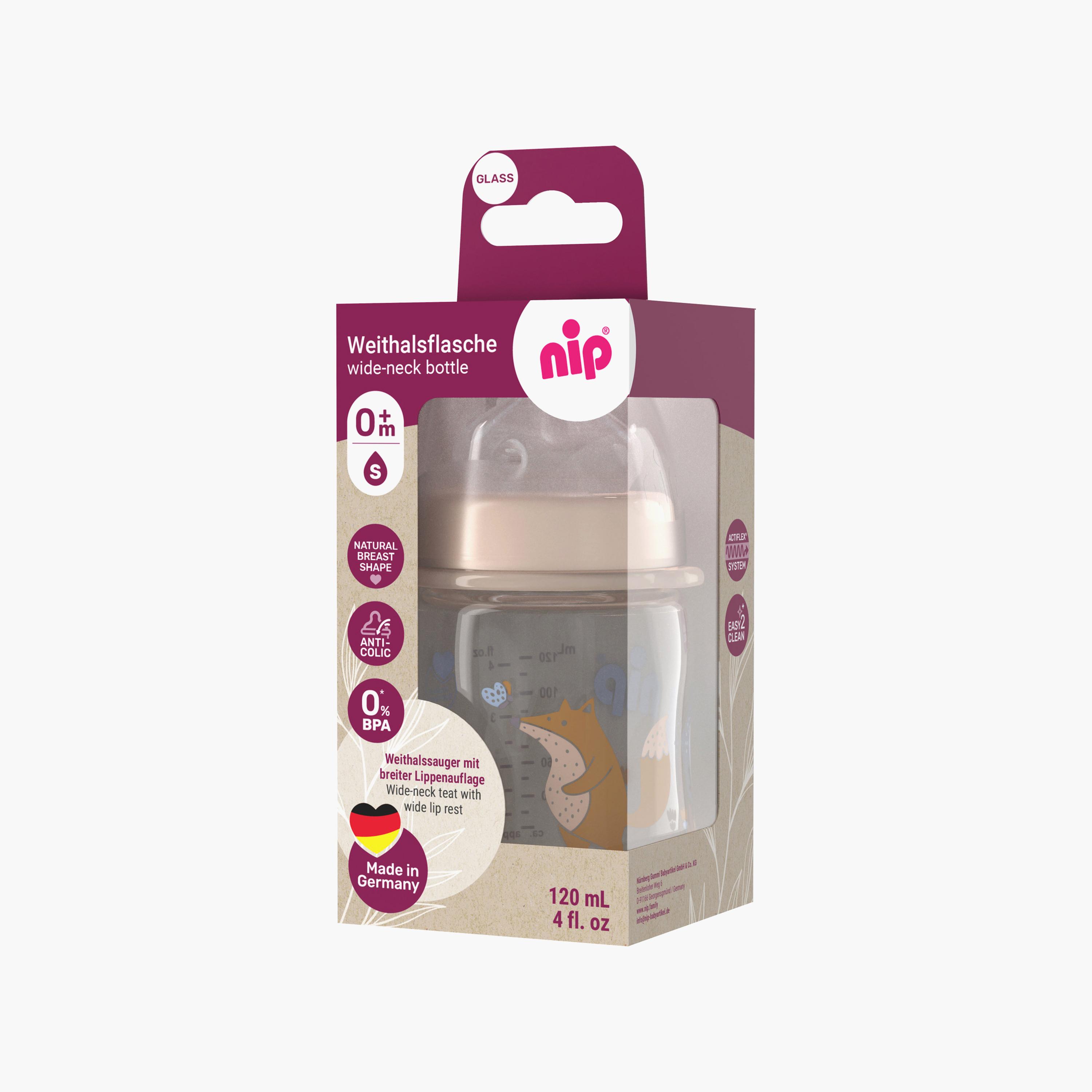 زجاجة زجاجية برقبة واسعة تدفق بطيء - 120 مل - ثعلب من نيب-baby-feeding-feedingbottles-bottlesandteats-image-5