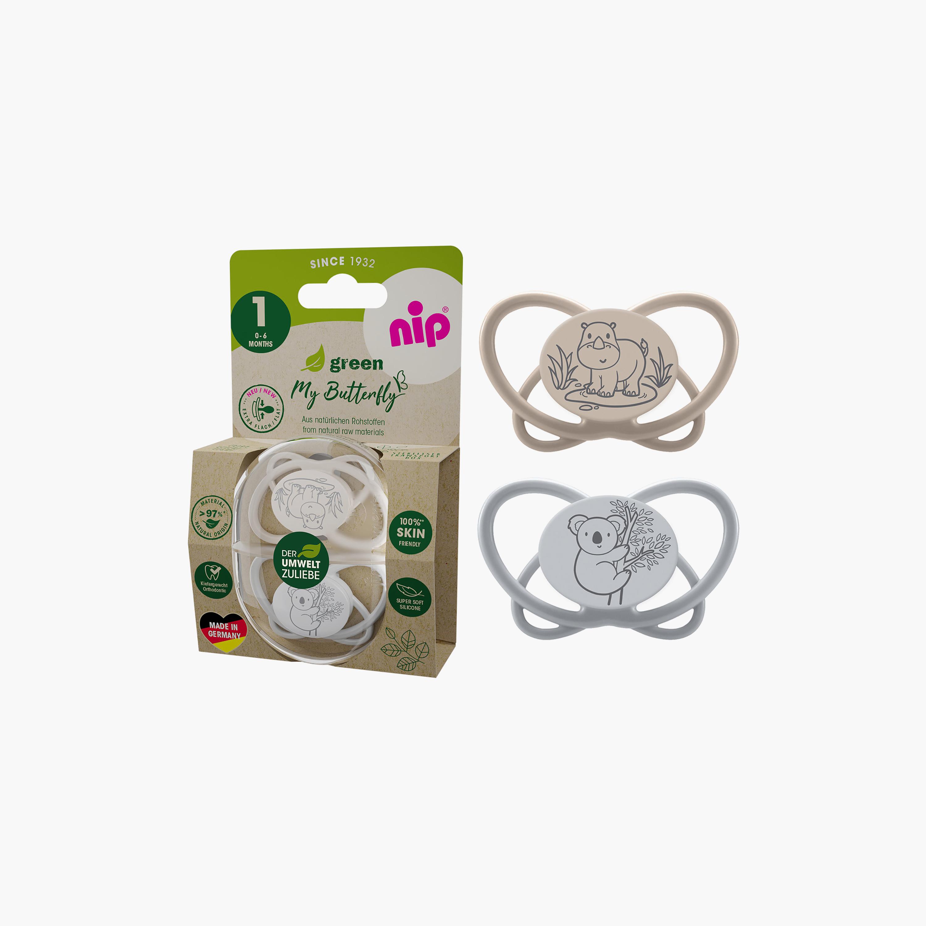 لهاية فراشة صديقة للبيئة لتقويم الأسنان مع علبة تعقيم قطعتين - 0-6 أشهر من نيب-baby-feeding-pacifiers-image-2