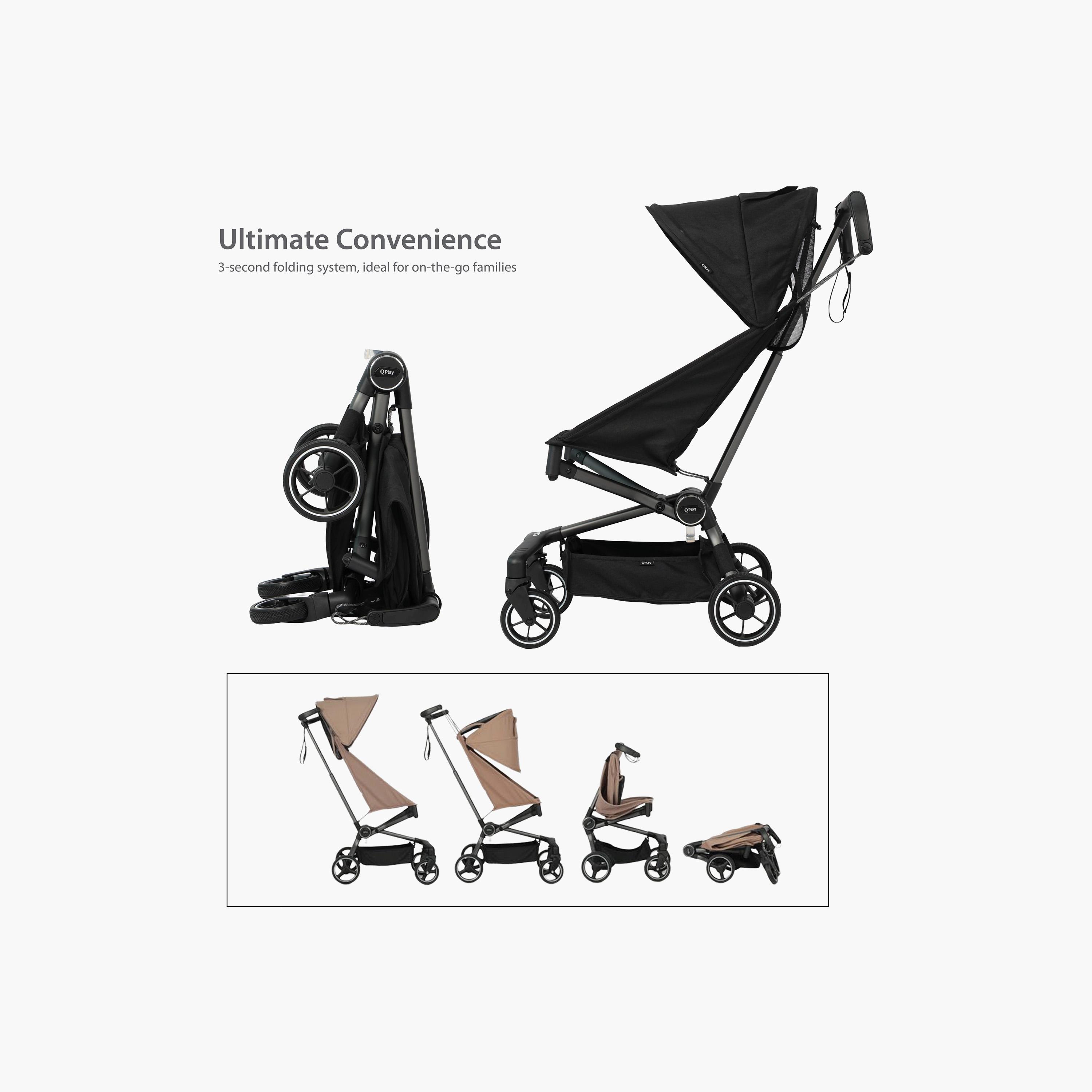 QPlay Airo Stroller with Storage Backpack & Compact Carry Pouch-baby-gear-strollersandprams-strollers-image-2
