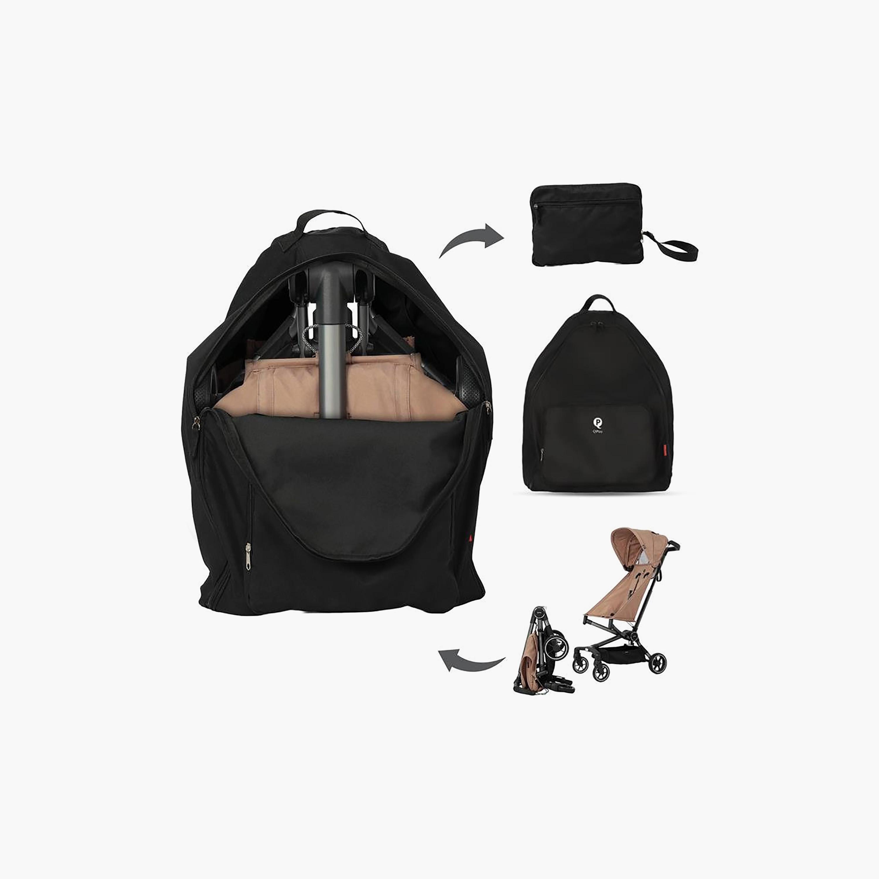 QPlay Airo Stroller Storage Backpack & Compact Carry Pouch - Black-baby-gear-strollersandprams-accessories-image-2