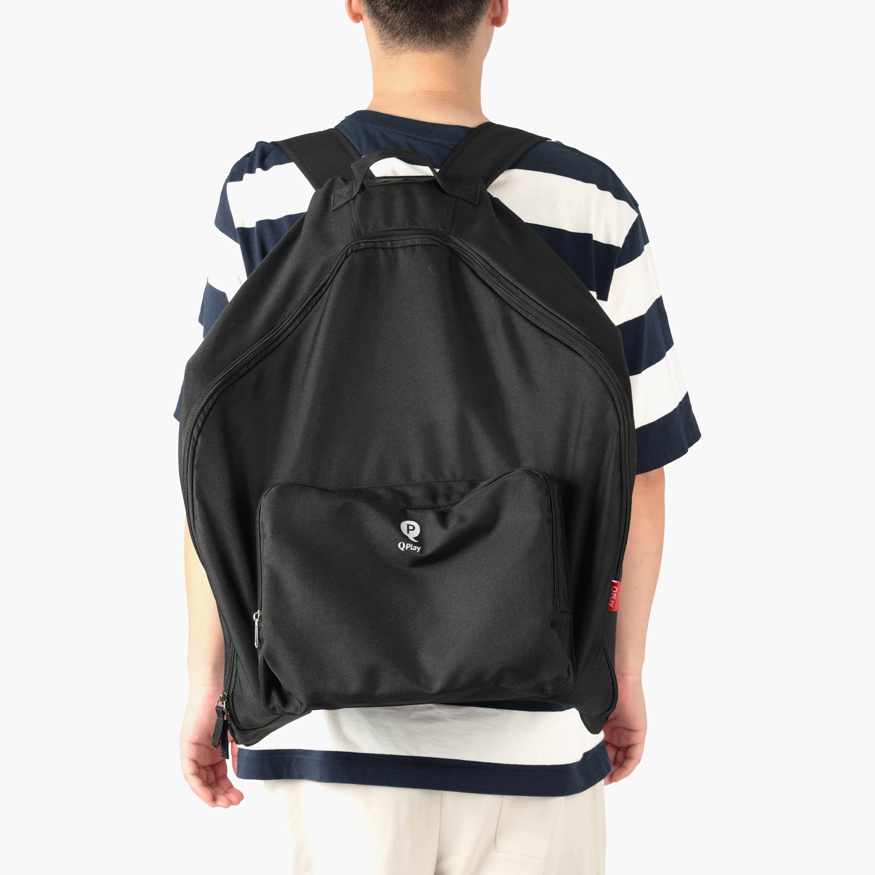 QPlay Airo Stroller Storage Backpack & Compact Carry Pouch - Black-baby-gear-strollersandprams-accessories-image-3