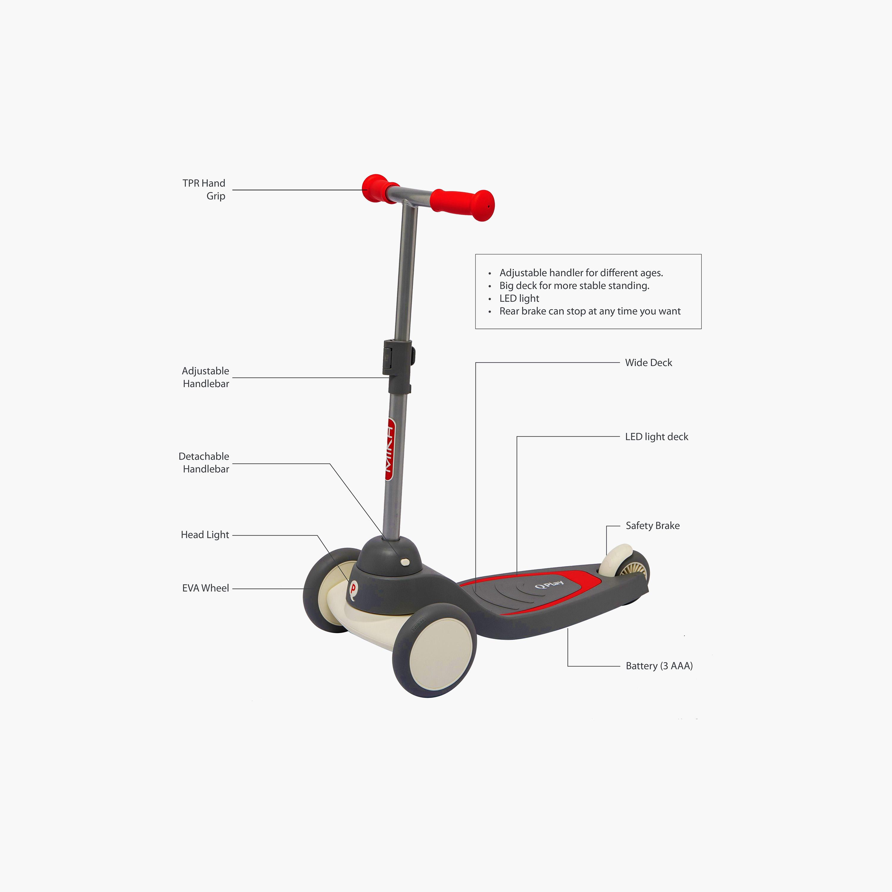 سكوتر ميكا LED للأطفال مع 3 أوضاع إضاءة لعمر سنتين فما فوق من كيو بلاي-toys-outdoor-scooters-image-14