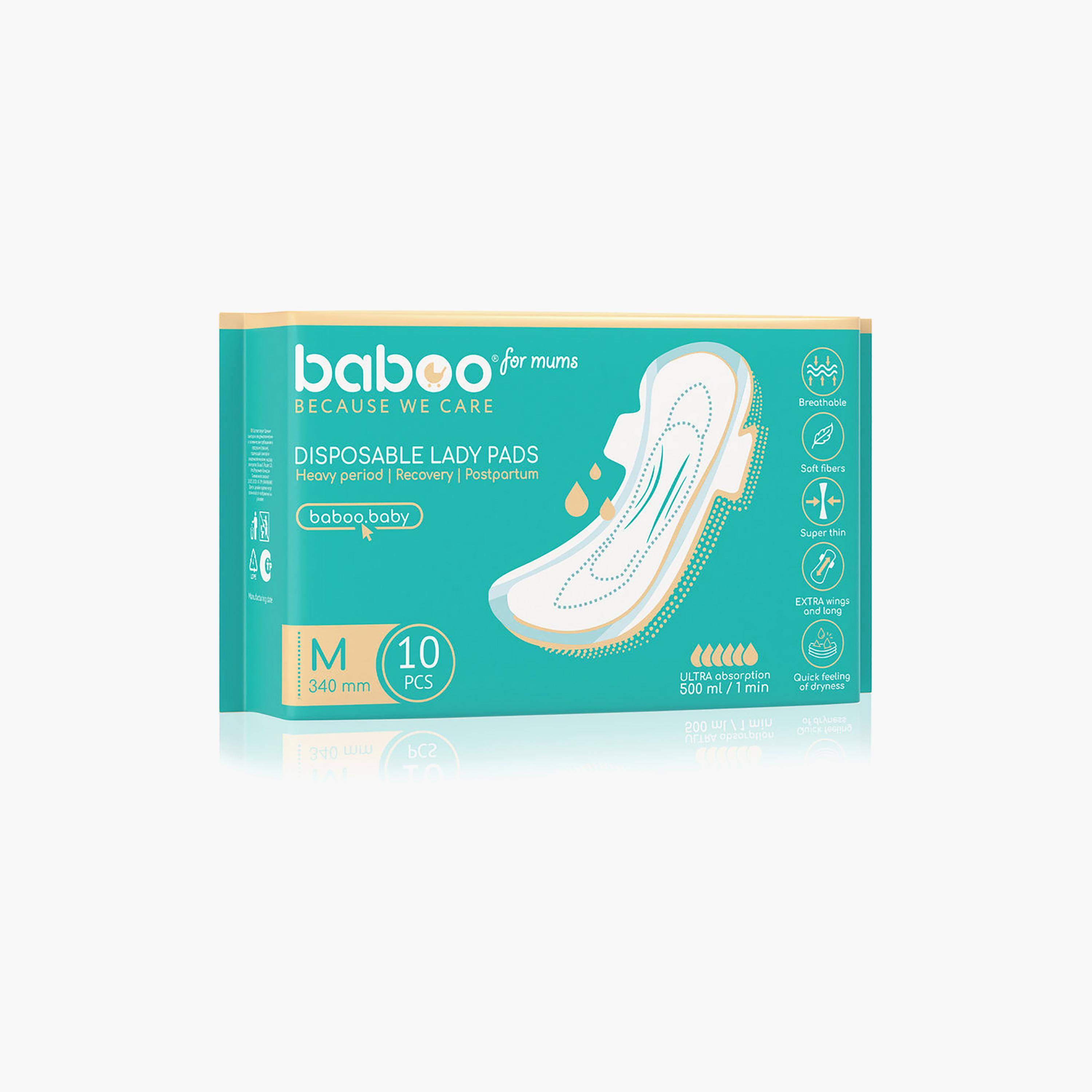 Baboo 10-Piece Postpartum Disposable Maternity Pads - M-women-clothing-maternity-lingerie-panties-image-1