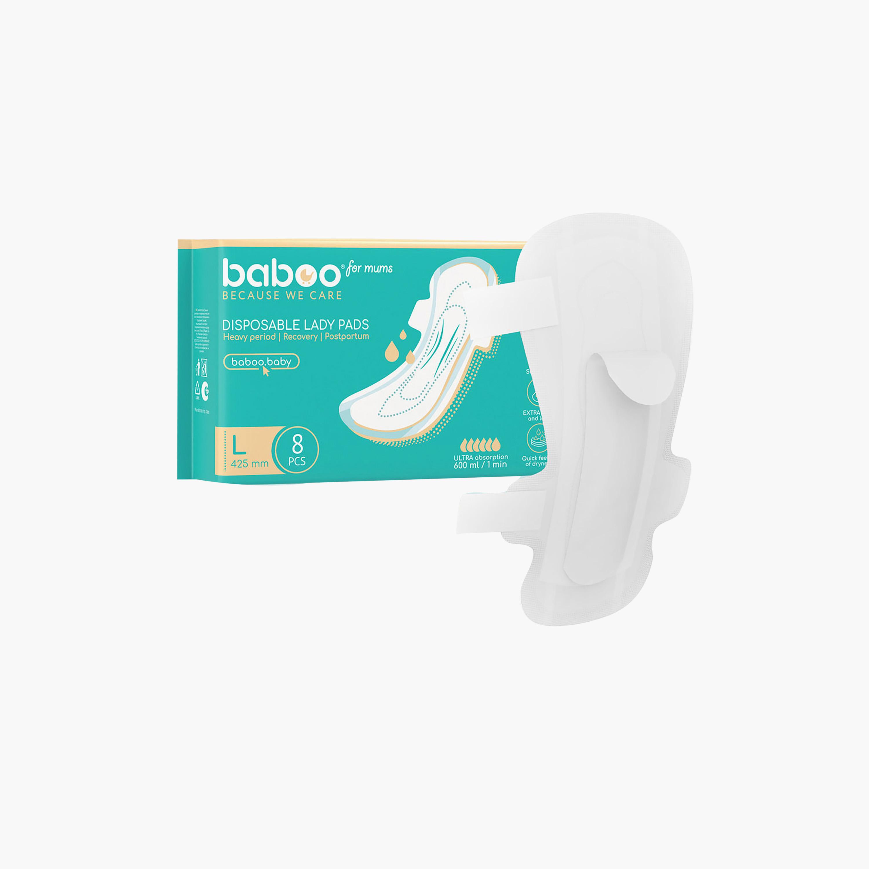 Baboo 8-Piece Postpartum Disposable Maternity Pads - L-women-clothing-maternity-lingerie-panties-image-1