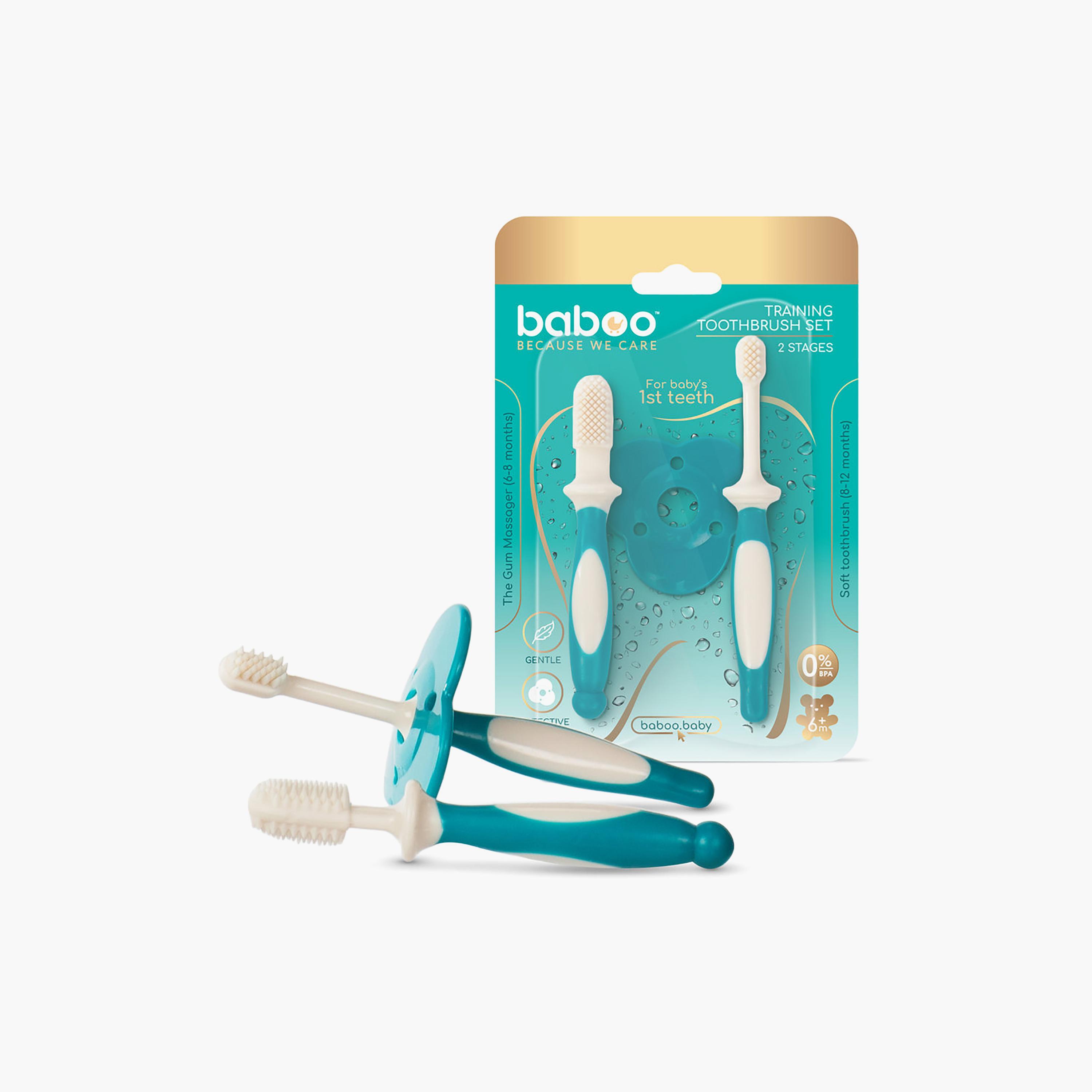مجموعة فرشاة أسنان تدريبية من السيليكون - 6 أشهر من بابو-baby-bathandcare-oralcare-image-4