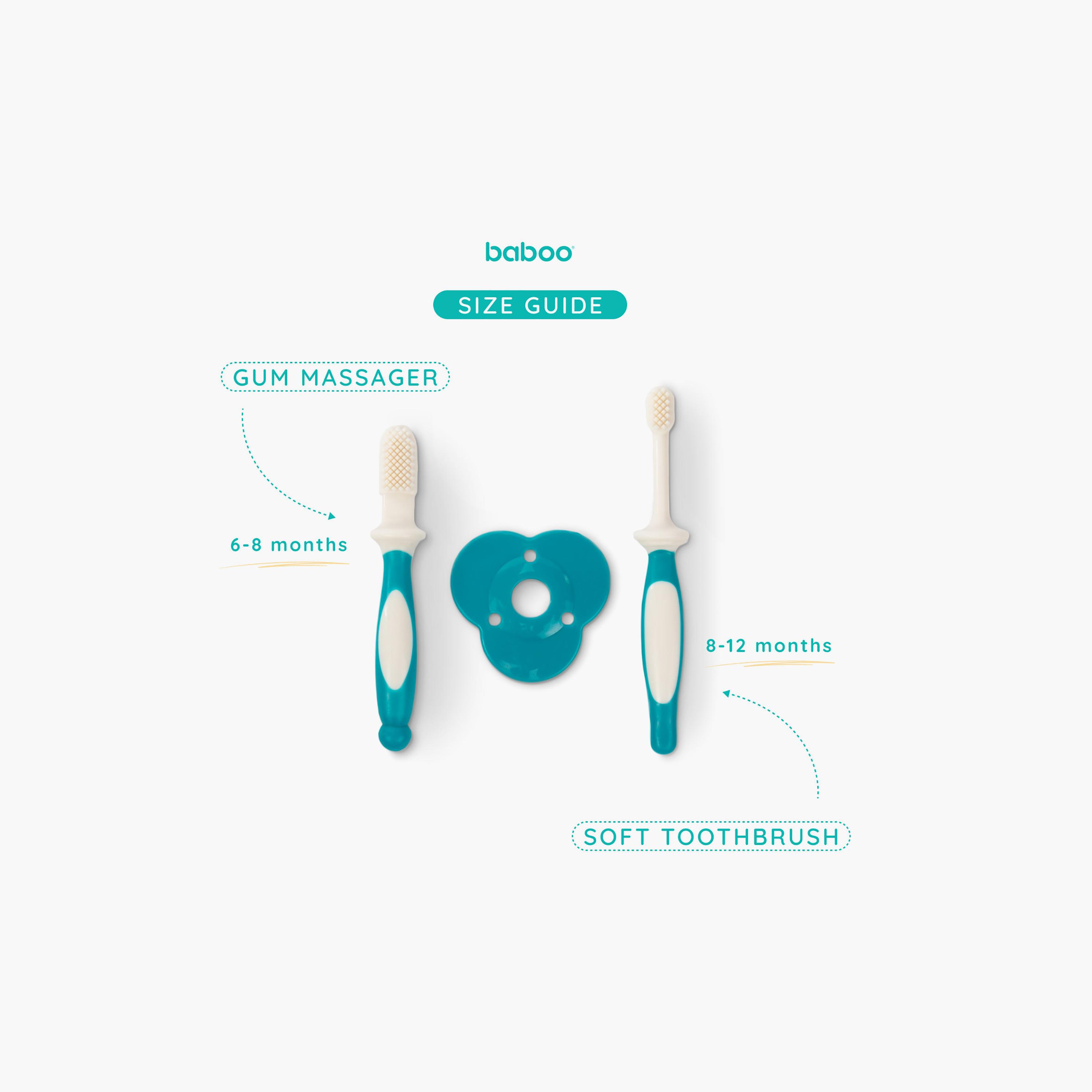 مجموعة فرشاة أسنان تدريبية من السيليكون - 6 أشهر من بابو-baby-bathandcare-oralcare-image-2