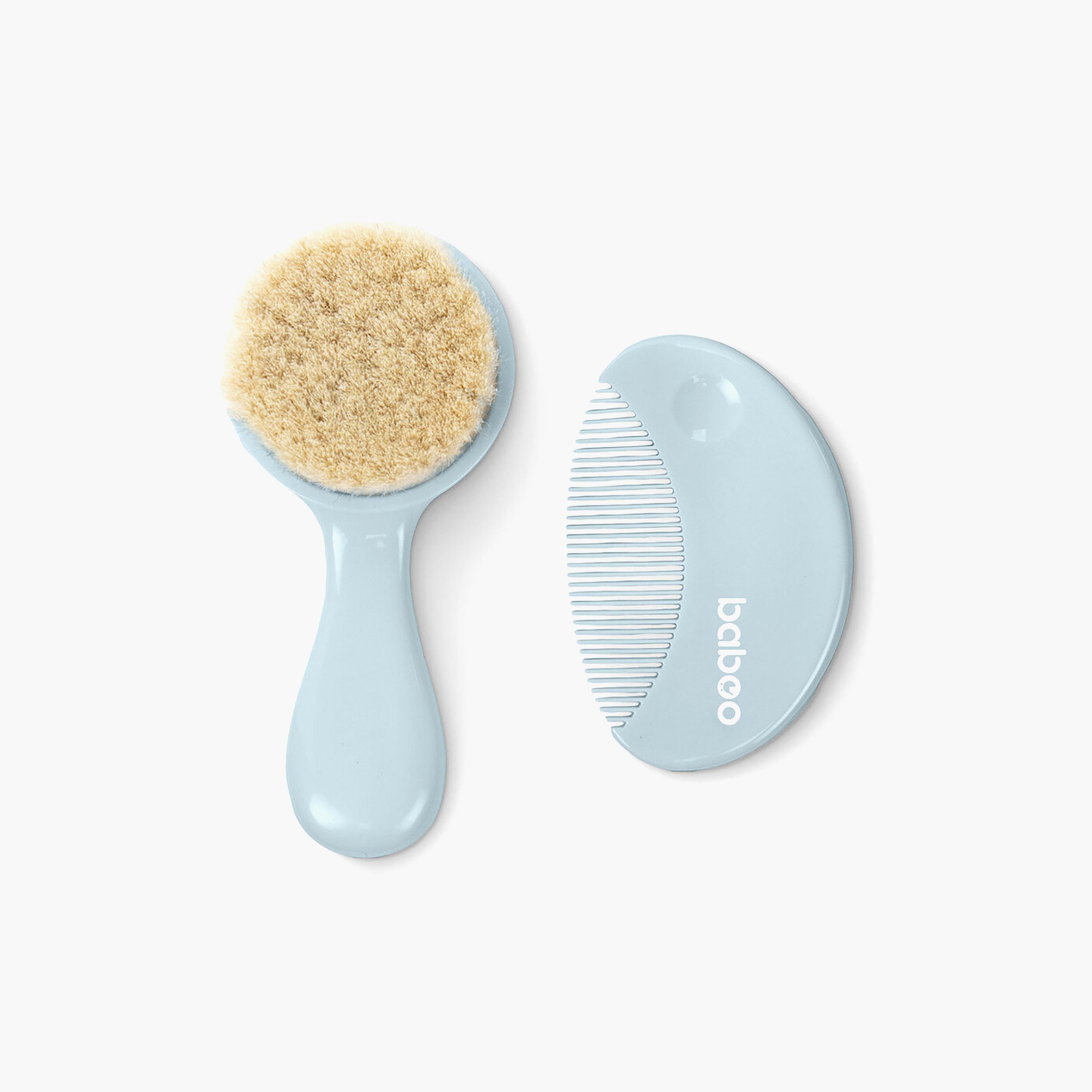 طقم فرشاة ومشط - كريمي من بابو-baby-bathandcare-hairbodyskincare-image-1