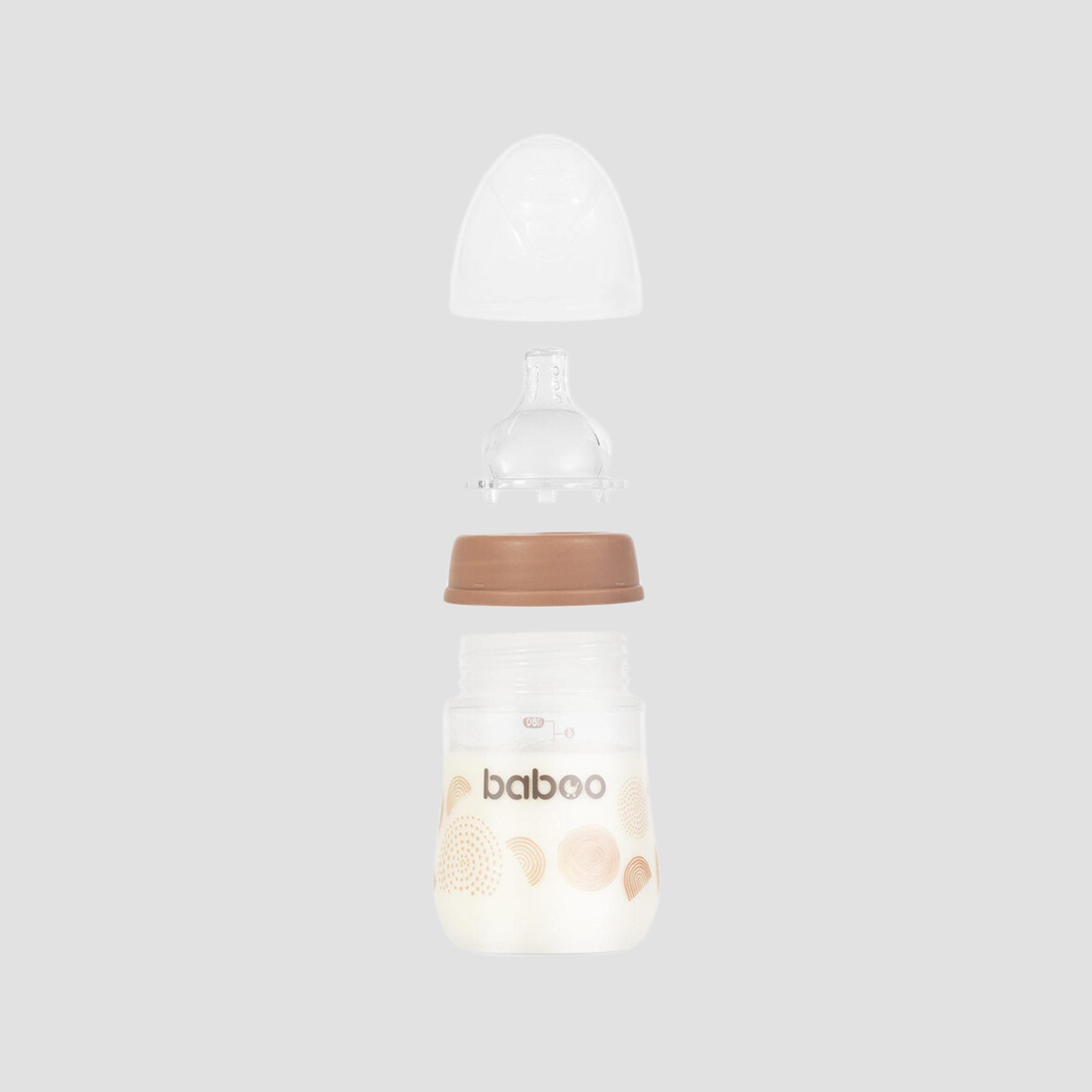 Baboo Anti-Colic Wide Neck Feeding Bottle - 180 ml - Au Naturale - 0 Months+-baby-feeding-feedingbottles-bottlesandteats-image-3