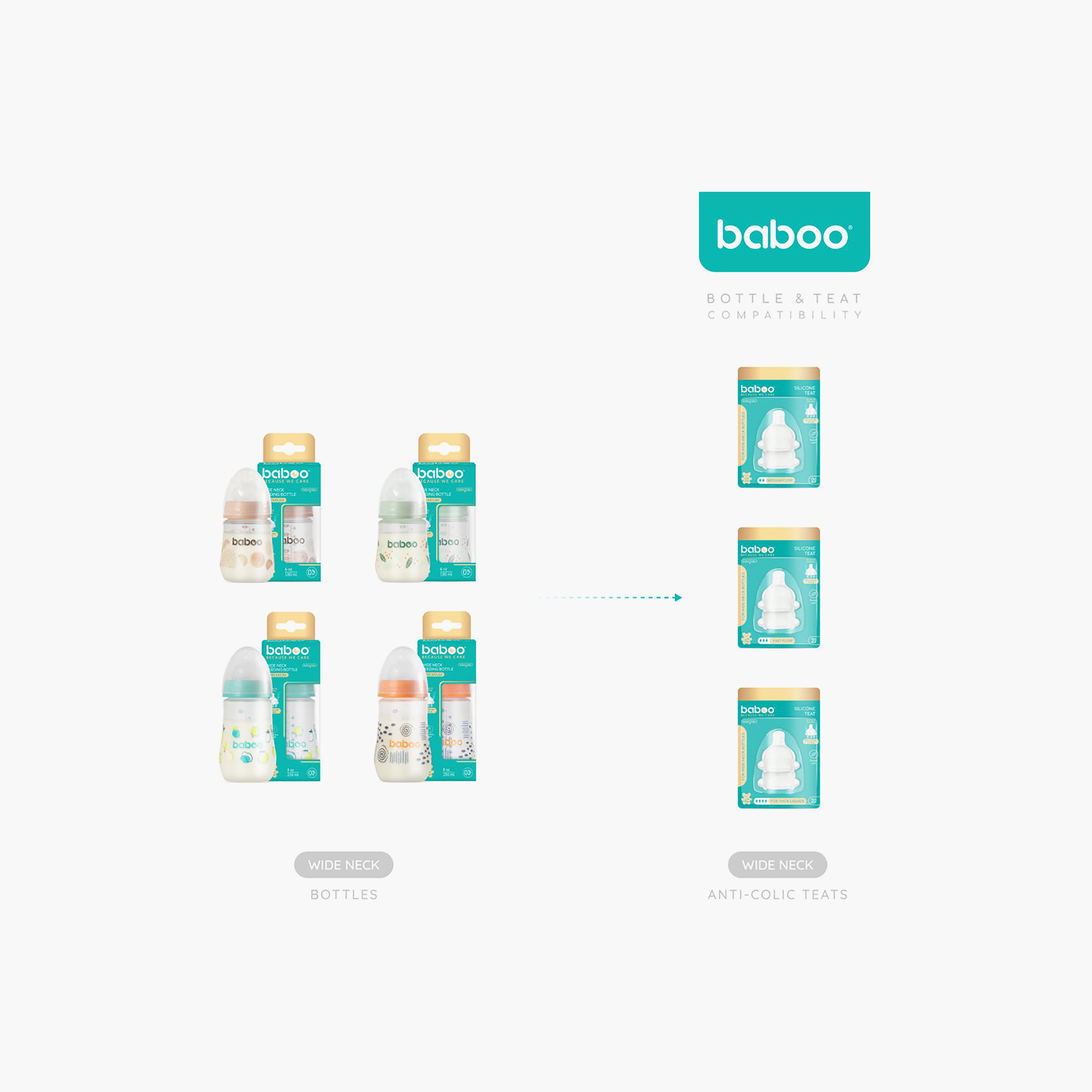 Baboo Anti-Colic Wide Neck Feeding Bottle - 180 ml - Au Naturale - 0 Months+-baby-feeding-feedingbottles-bottlesandteats-image-8