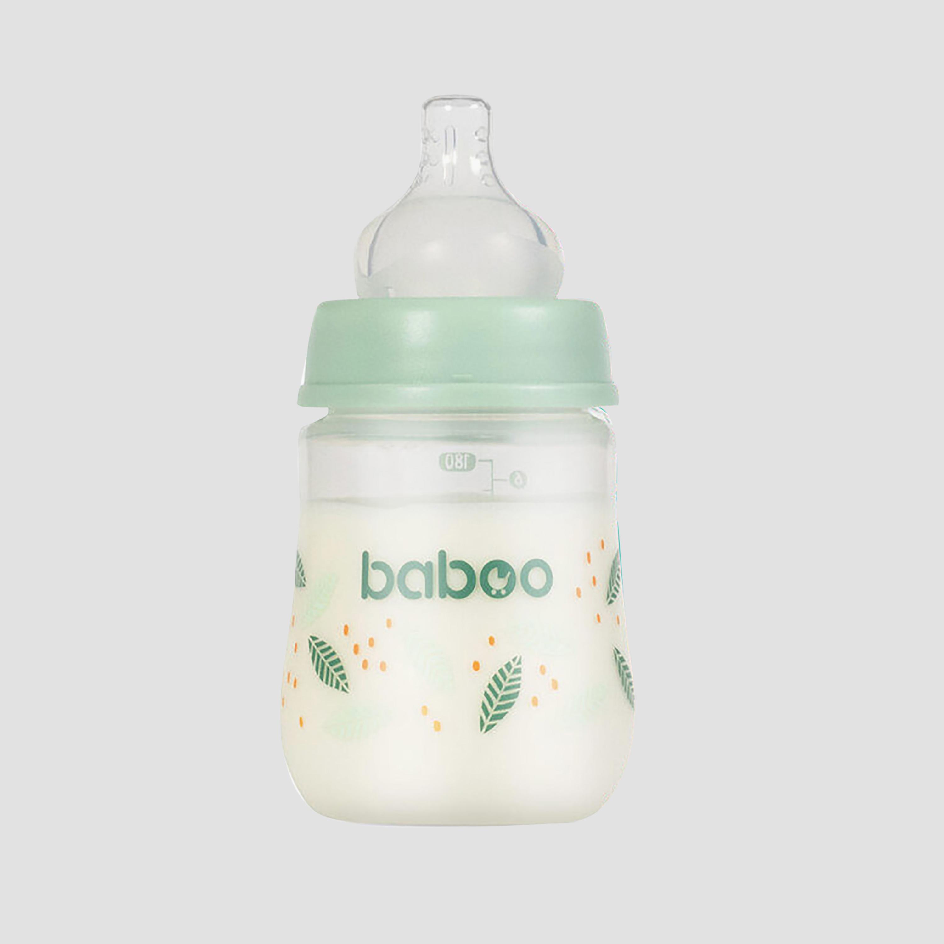 Baboo Anti-Colic Wide Neck Feeding Bottle - 180 ml - Peachy Keen - 0 Months+-baby-feeding-feedingbottles-bottlesandteats-image-1