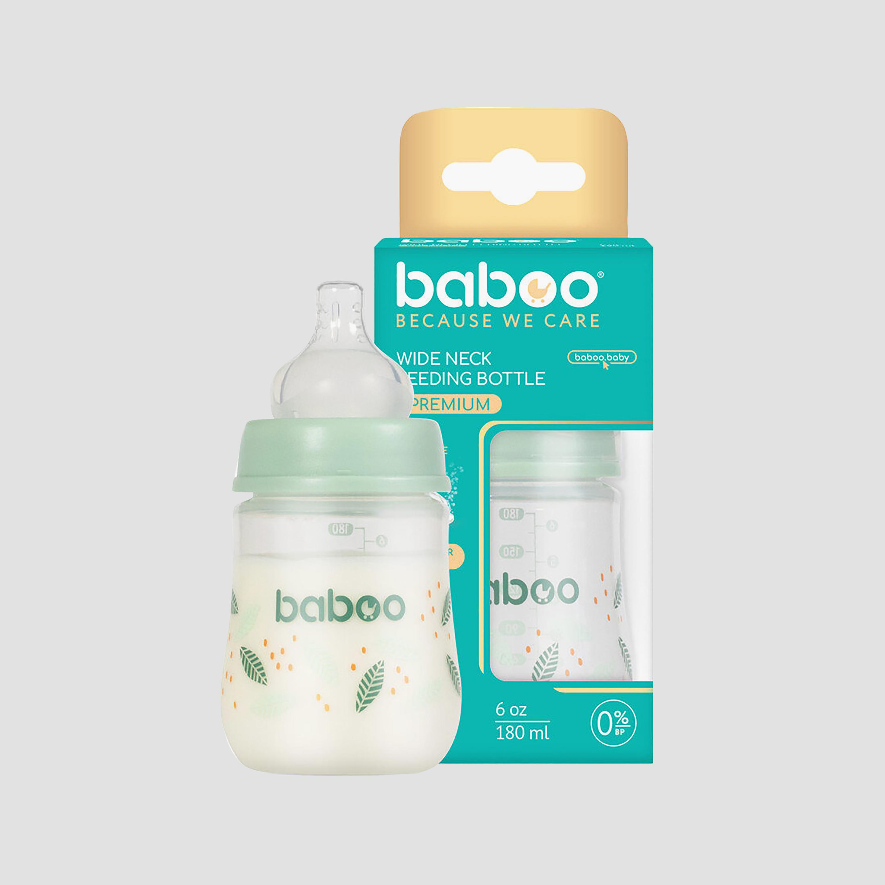 Baboo Anti-Colic Wide Neck Feeding Bottle - 180 ml - Peachy Keen - 0 Months+-baby-feeding-feedingbottles-bottlesandteats-image-3