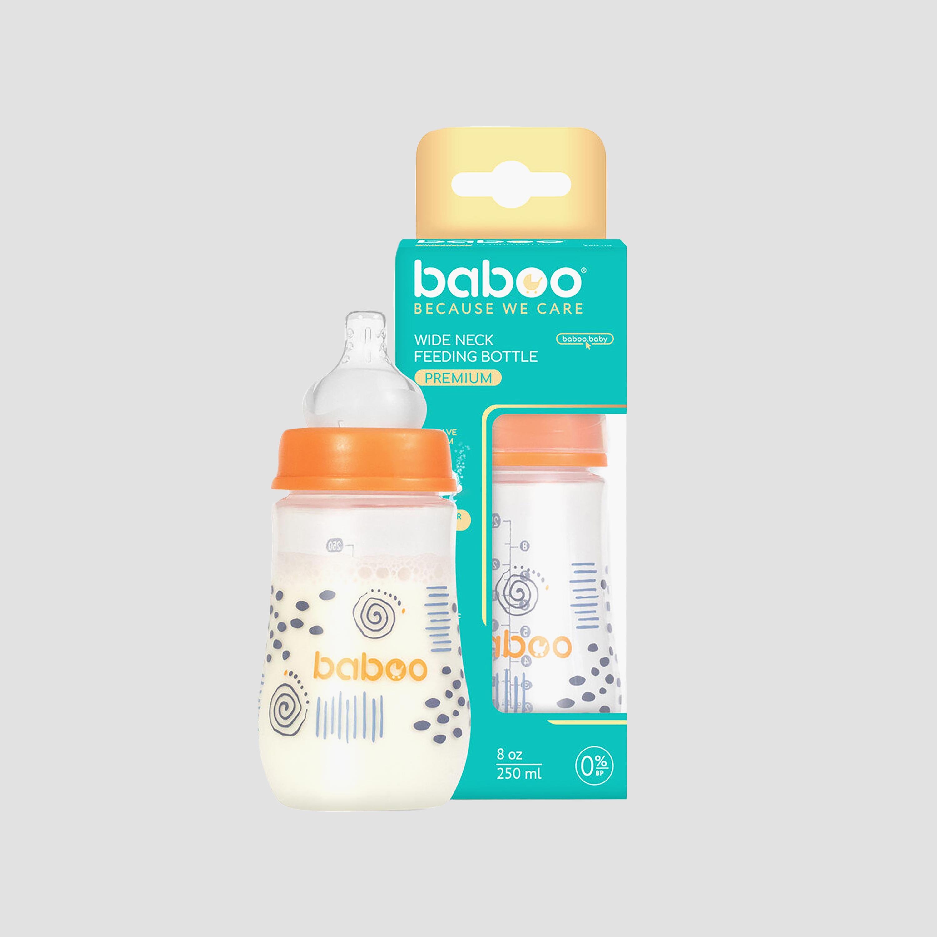 زجاجة رضاعة واسعة العنق مضادة للمغص - 250 مل - لون أزرق ضبابي - 3 أشهر + من بابو-baby-feeding-feedingbottles-bottlesandteats-image-3