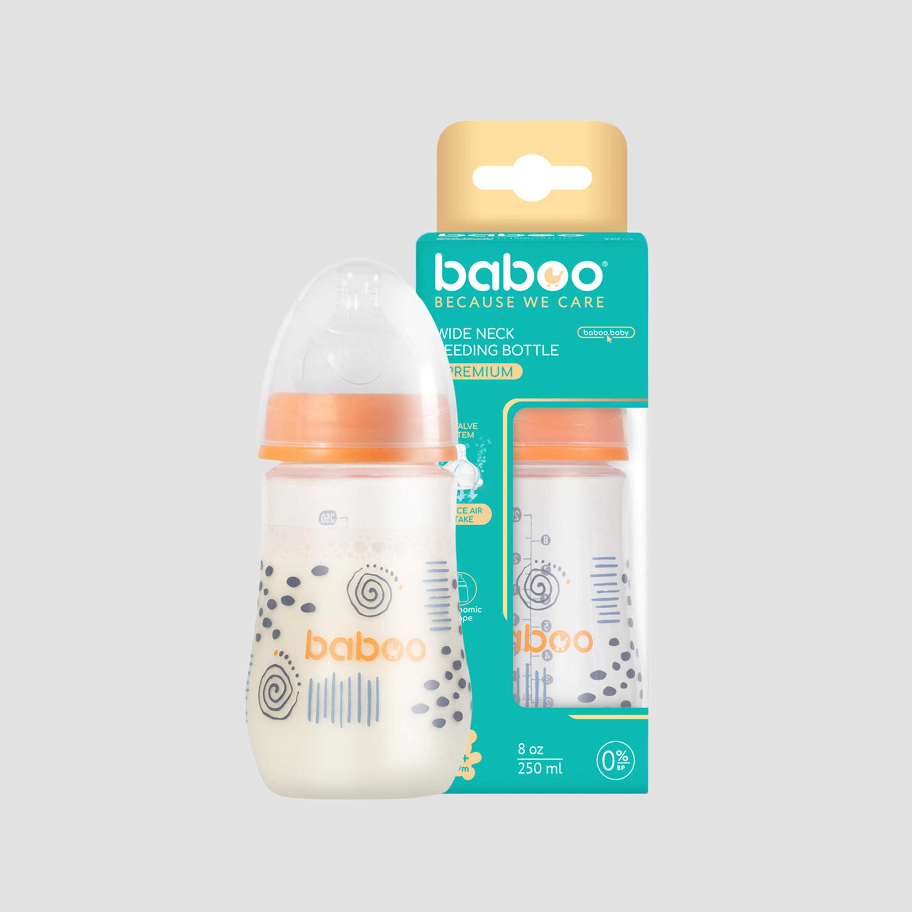 زجاجة رضاعة واسعة العنق مضادة للمغص - 250 مل - لون أزرق ضبابي - 3 أشهر + من بابو-baby-feeding-feedingbottles-bottlesandteats-image-4