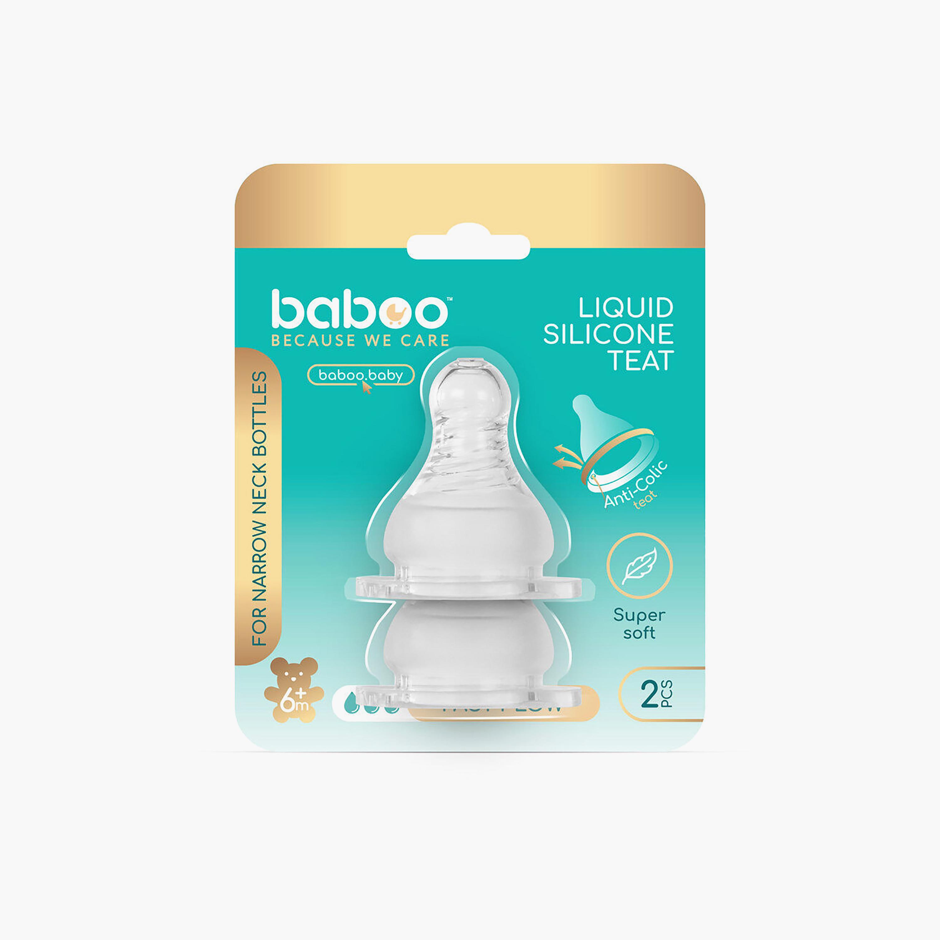 Baboo 2-Piece Narrow Neck Liquid Silicone Teat - Fast Flow - 6 Months+-baby-feeding-feedingbottles-bottlesandteats-image-5