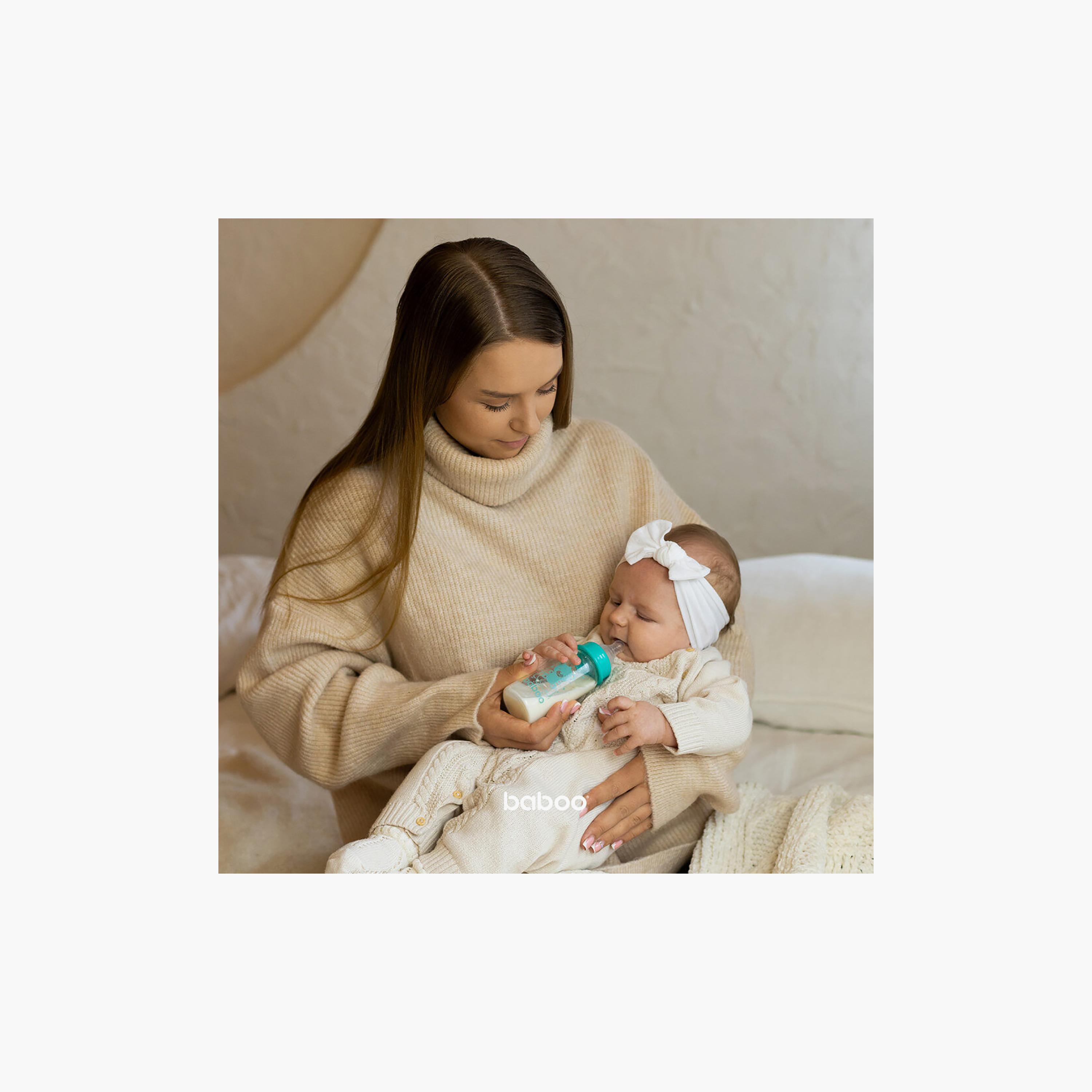 Baboo Anti-Colic Glass Bottle with Narrow Neck - 120 ml - 0 Months+-baby-feeding-feedingbottles-bottlesandteats-image-2