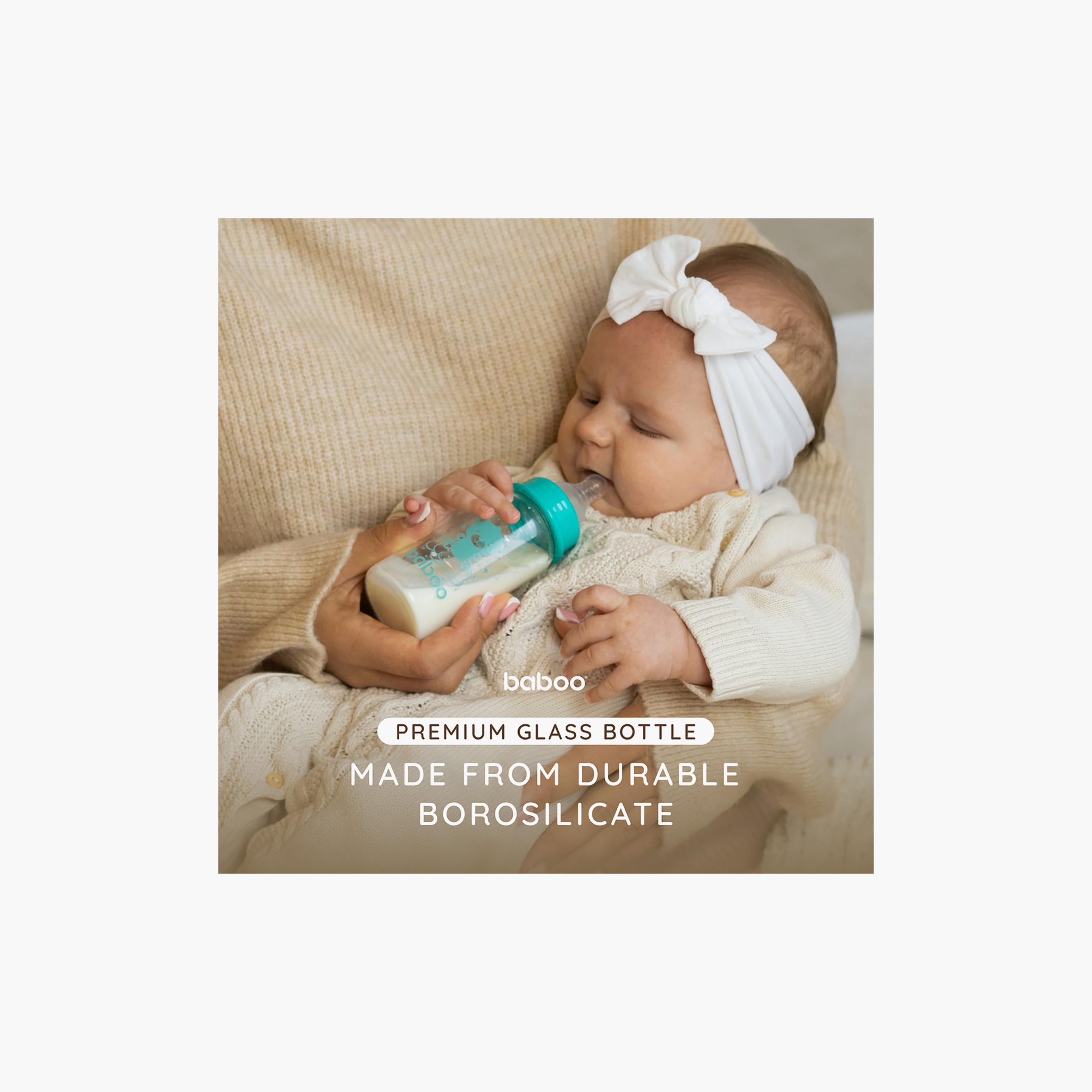 Baboo Anti-Colic Glass Bottle with Narrow Neck - 120 ml - 0 Months+-baby-feeding-feedingbottles-bottlesandteats-image-6