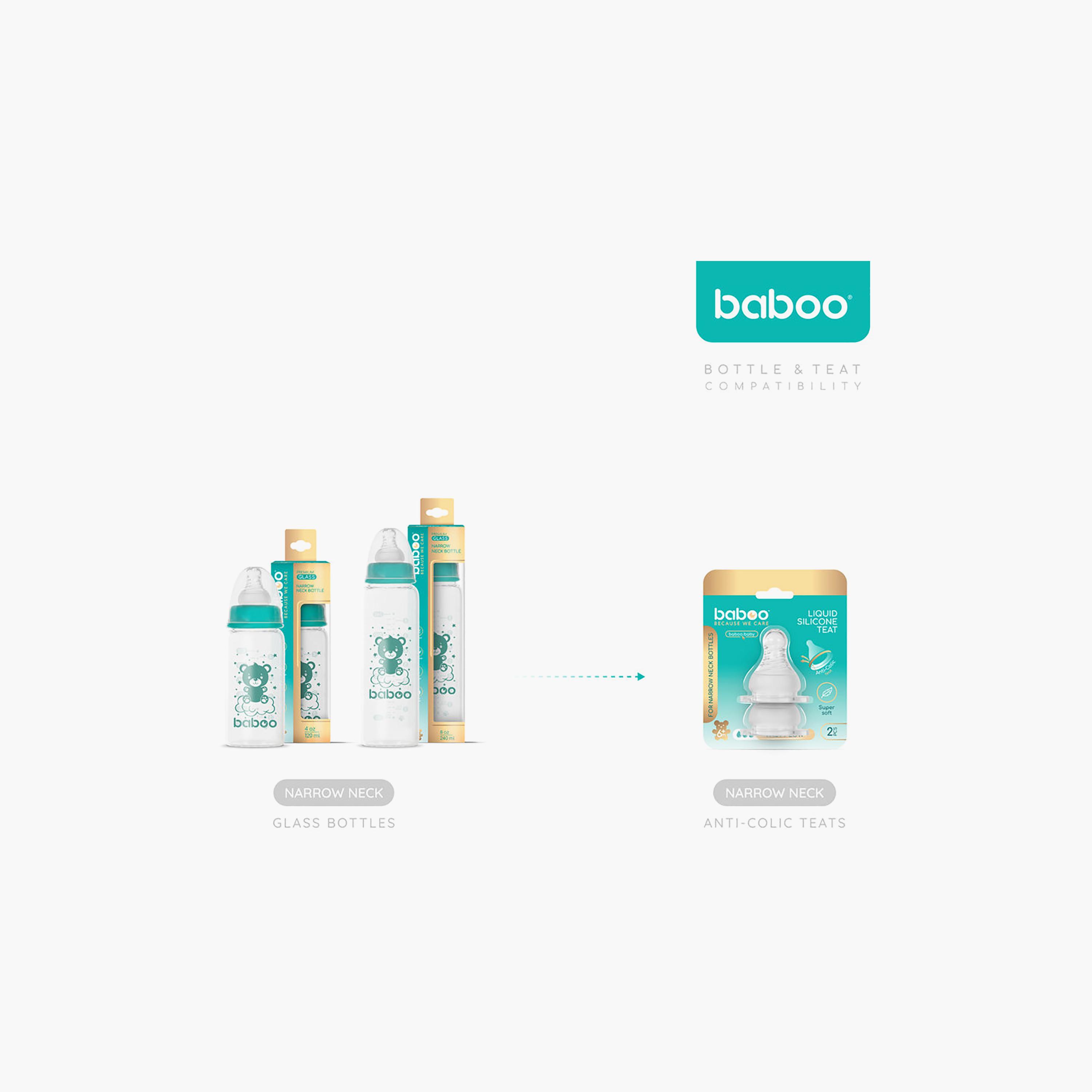 Baboo Anti-Colic Glass Bottle with Narrow Neck - 240 ml - 3 Months+-baby-feeding-feedingbottles-bottlesandteats-image-10