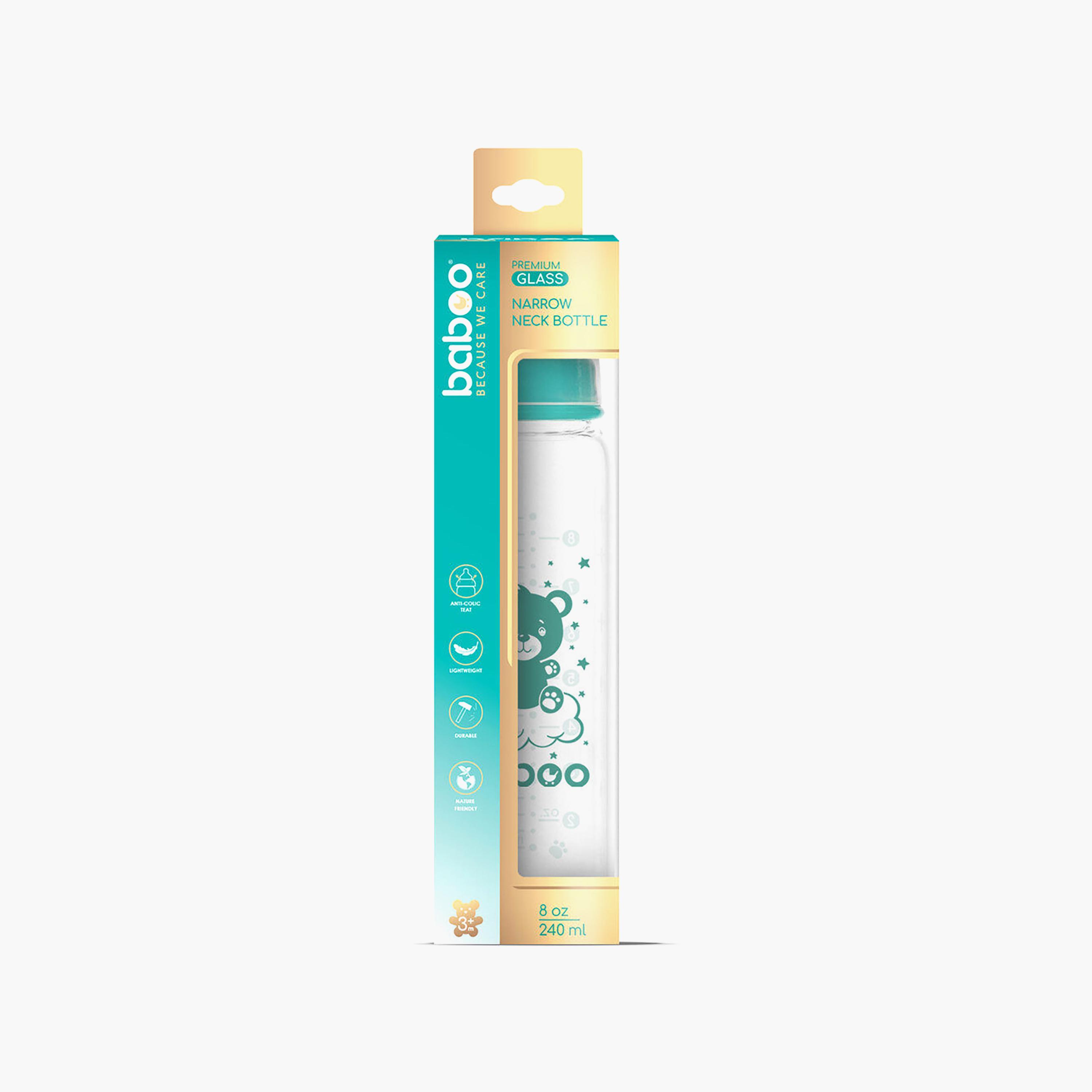 Baboo Anti-Colic Glass Bottle with Narrow Neck - 240 ml - 3 Months+-baby-feeding-feedingbottles-bottlesandteats-image-5