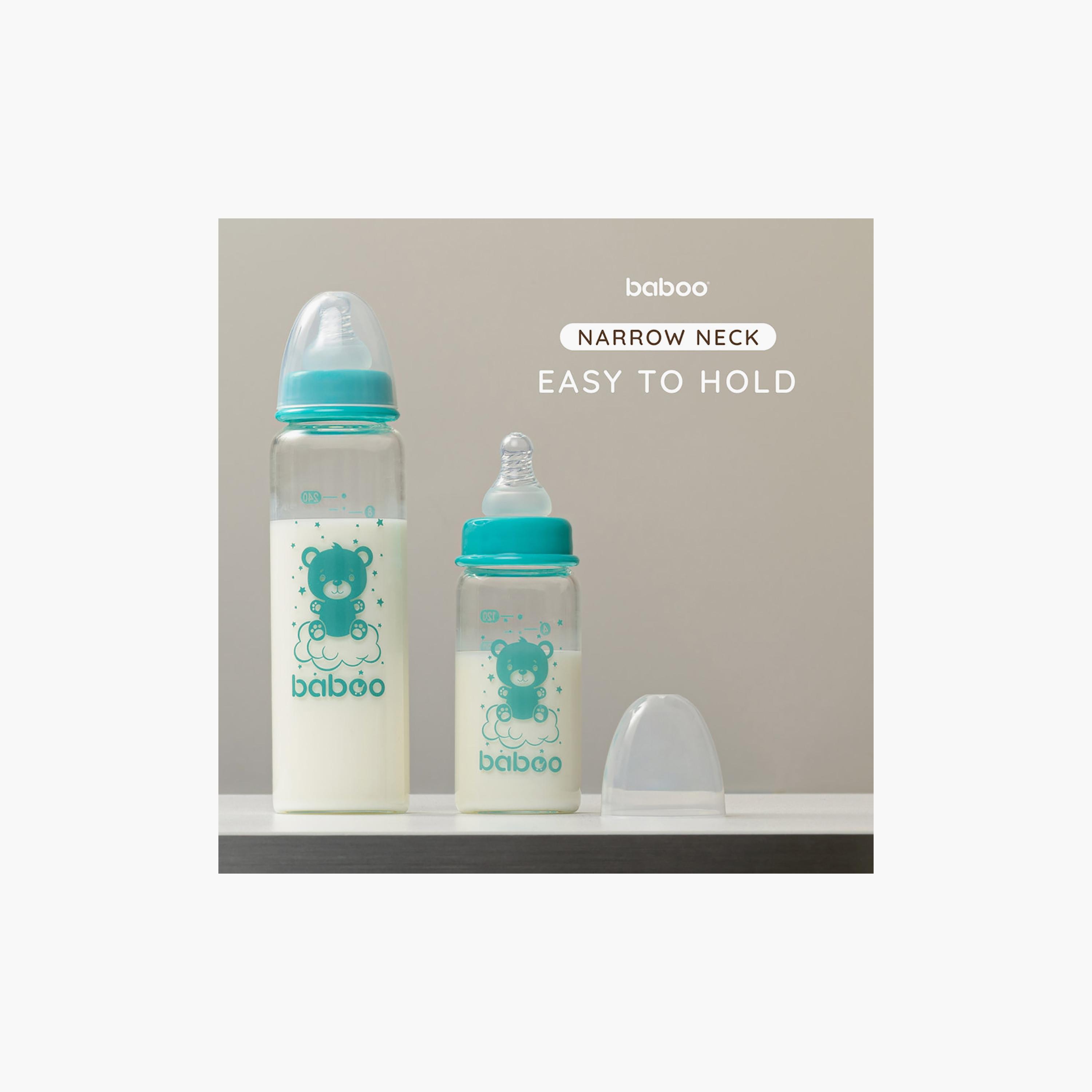 Baboo Anti-Colic Glass Bottle with Narrow Neck - 240 ml - 3 Months+-baby-feeding-feedingbottles-bottlesandteats-image-8
