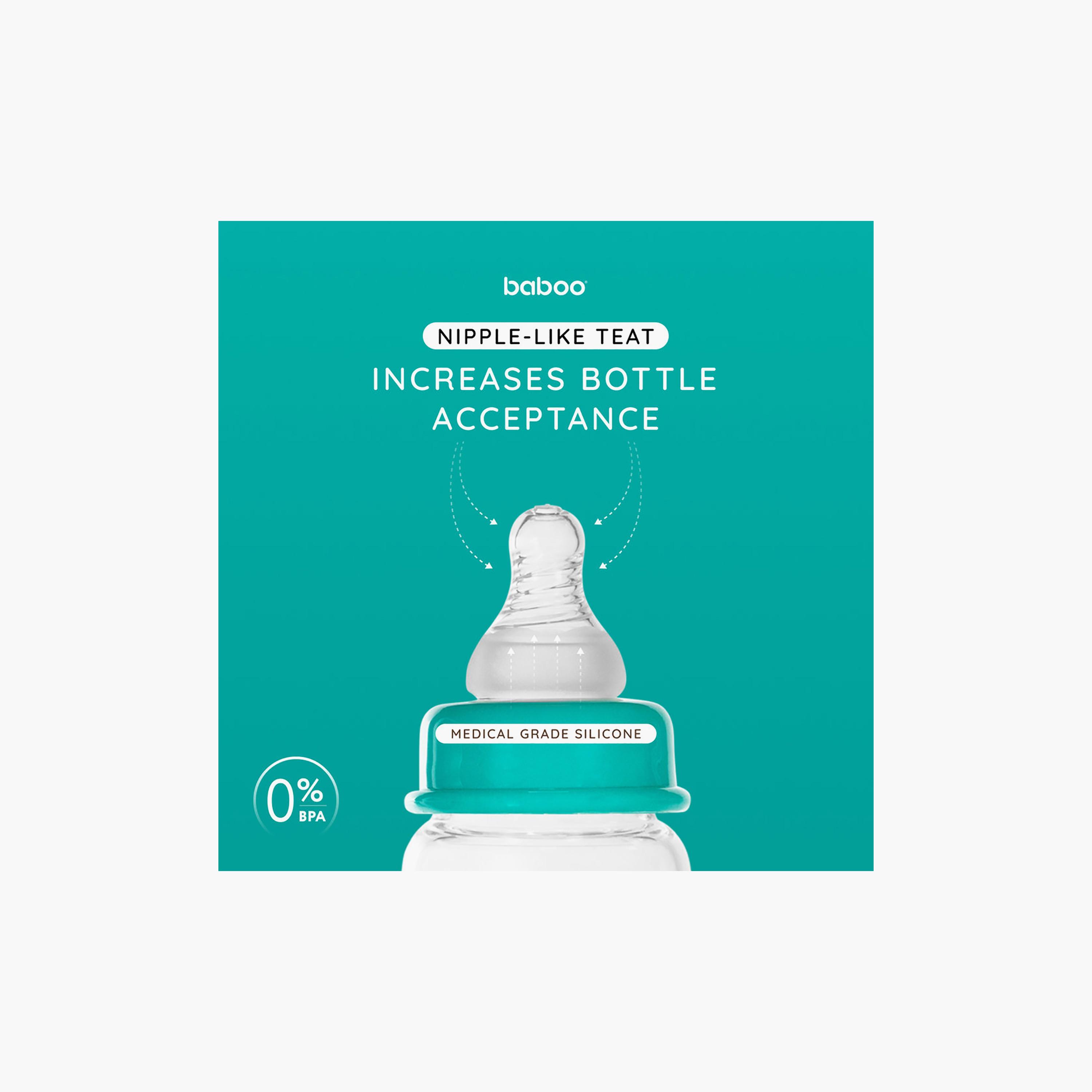 Baboo Anti-Colic Glass Bottle with Narrow Neck - 240 ml - 3 Months+-baby-feeding-feedingbottles-bottlesandteats-image-9