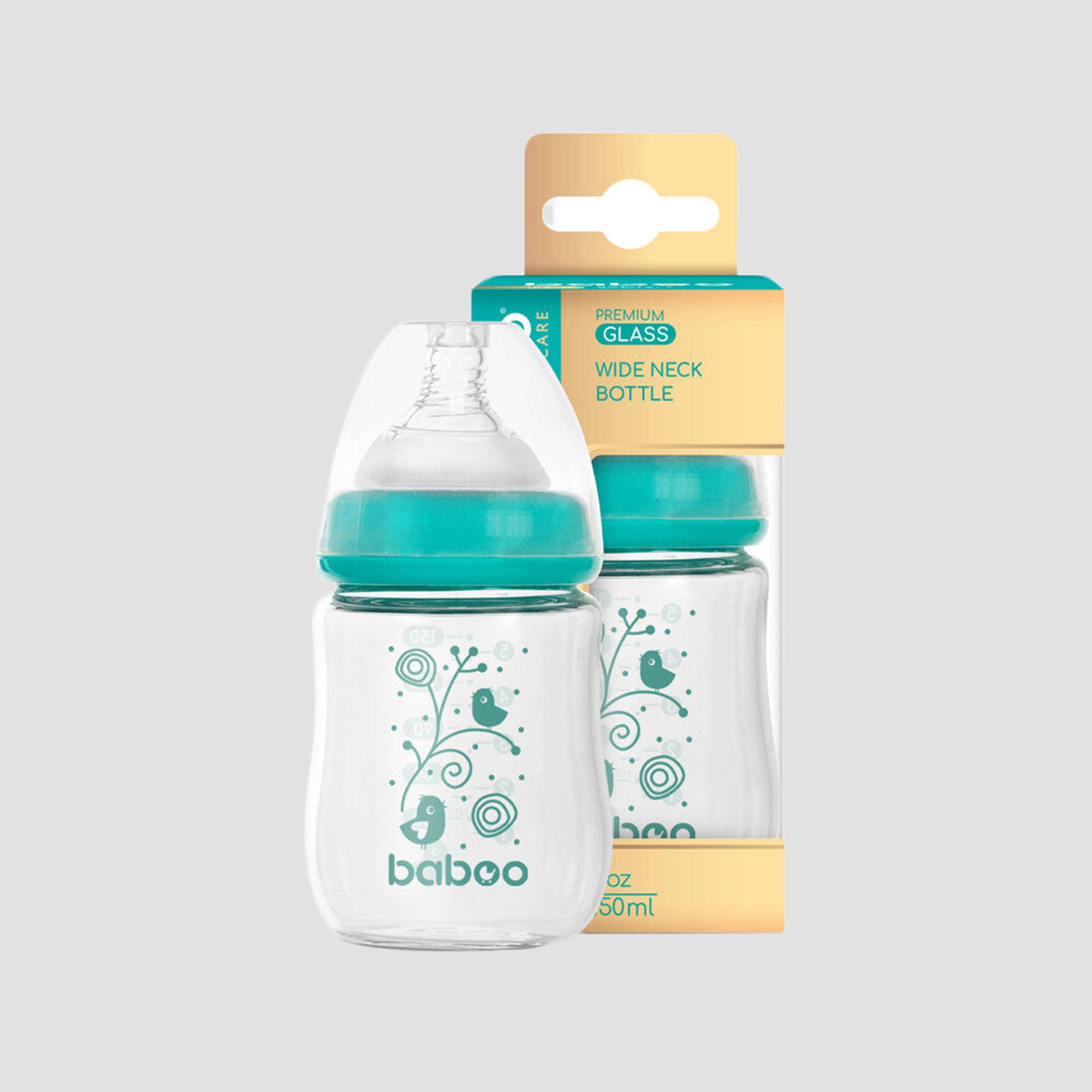 Baboo Anti-Colic Glass Bottle with Wide Neck - 150 ml - 0 Months+-baby-feeding-feedingbottles-bottlesandteats-image-6