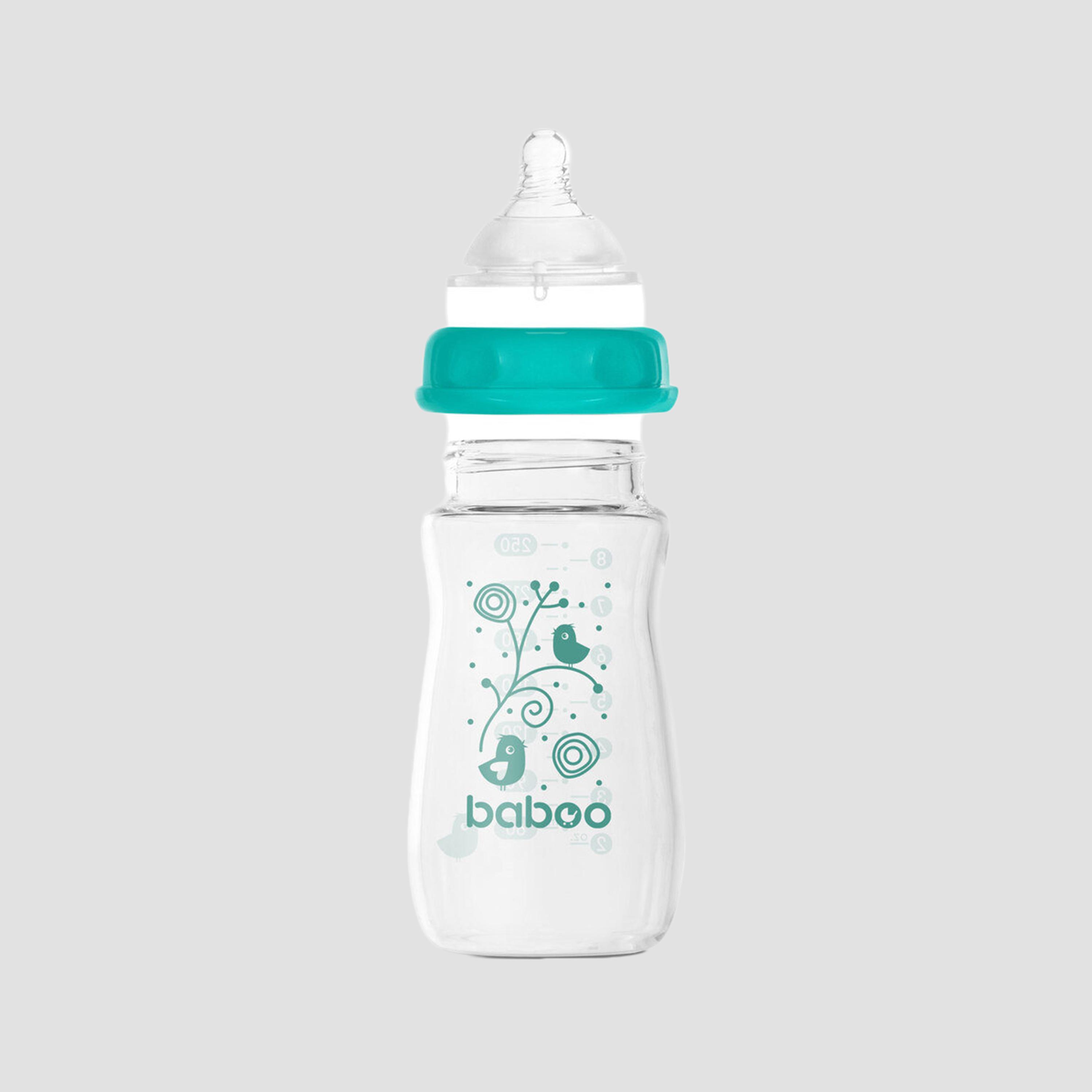 زجاجة مضادة للمغص ذات عنق واسع - 250 مل - 3 أشهر + من بابو-baby-feeding-feedingbottles-bottlesandteats-image-1