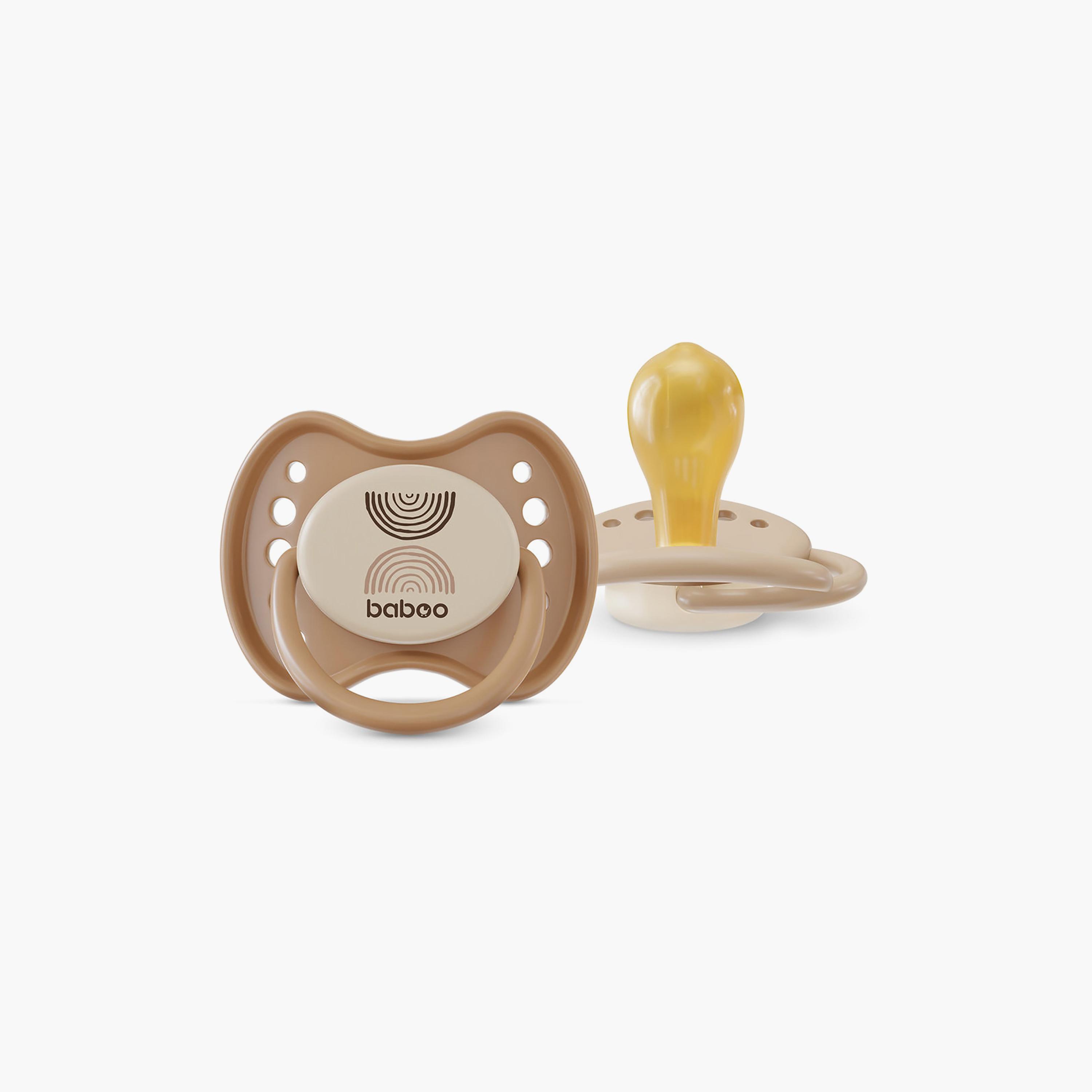 Baboo 2-Piece Round Latex Baby Pacifier with Sterilizer Box - Au Naturale - 0 Months+-baby-feeding-pacifiers-image-1