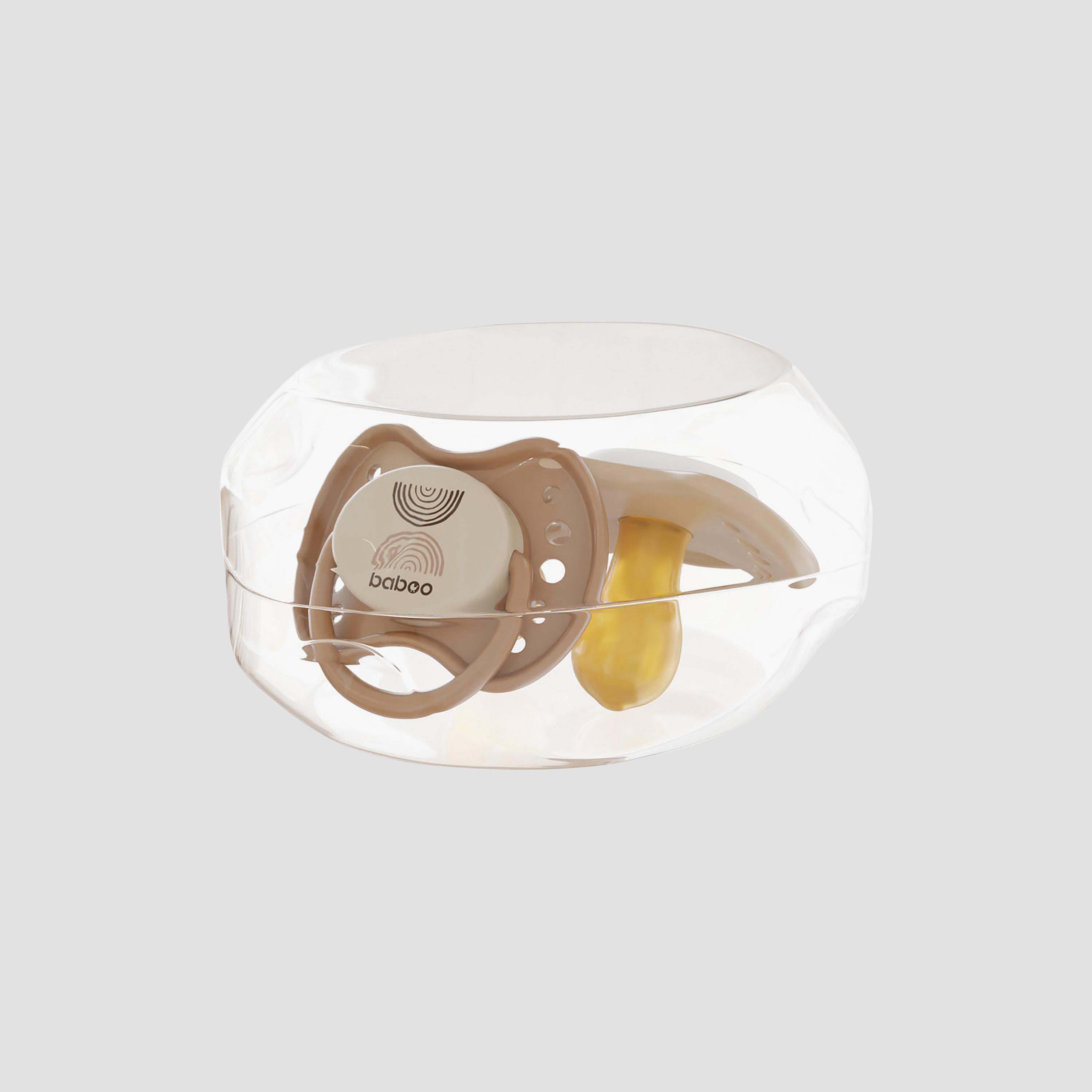 Baboo 2-Piece Round Latex Baby Pacifier with Sterilizer Box - Au Naturale - 0 Months+-baby-feeding-pacifiers-image-2