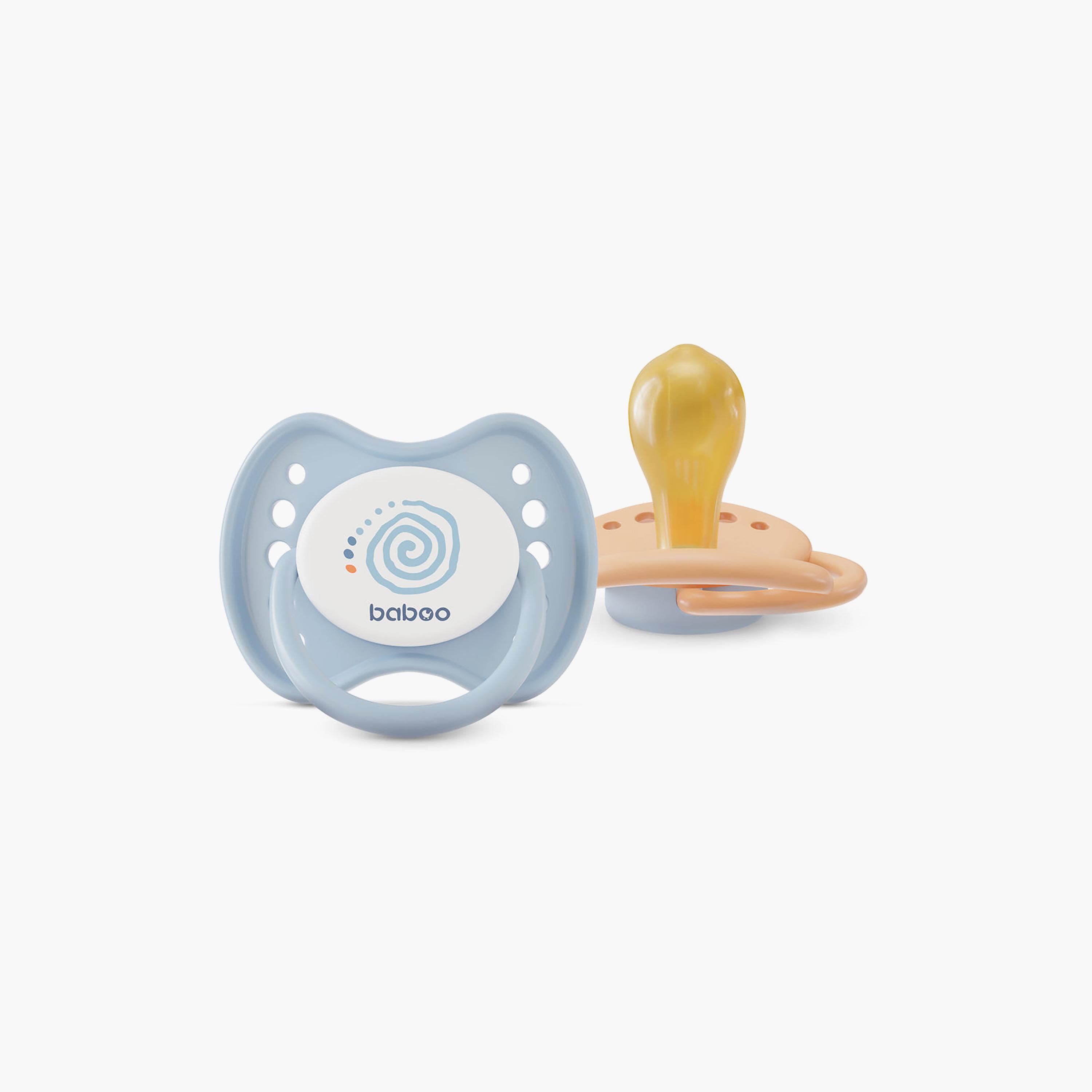 Baboo 2-Piece Round Latex Baby Pacifier with Sterilizer Box - Blue Haze - 6 Months+-baby-feeding-pacifiers-image-1