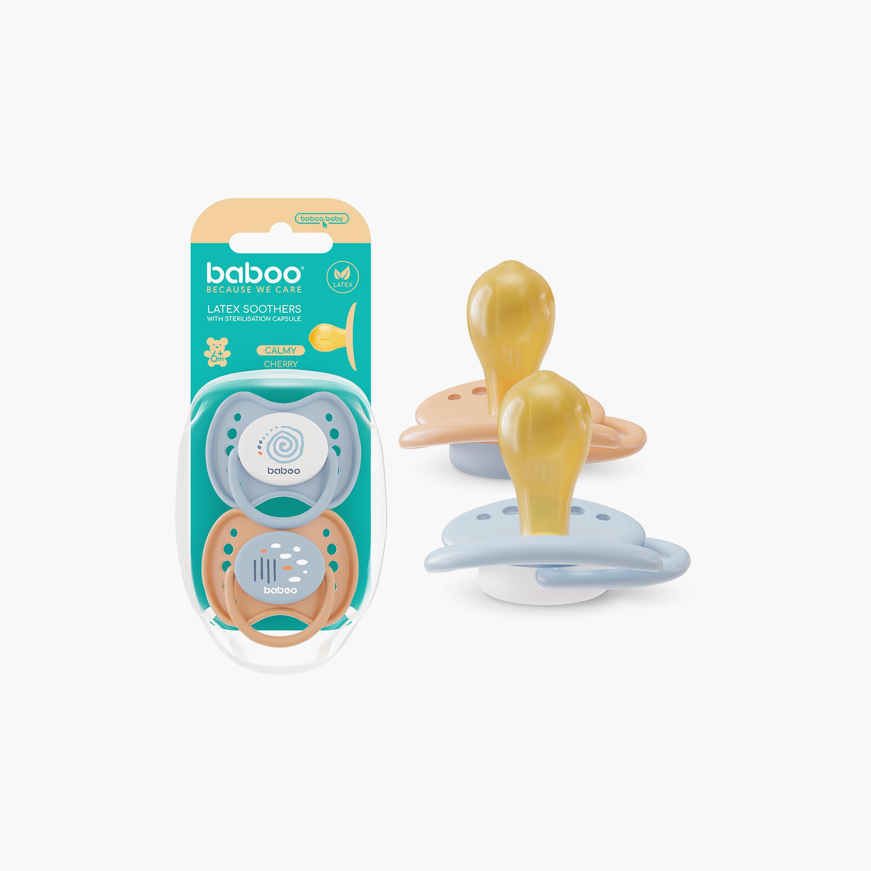 Baboo 2-Piece Round Latex Baby Pacifier with Sterilizer Box - Blue Haze - 6 Months+-baby-feeding-pacifiers-image-3