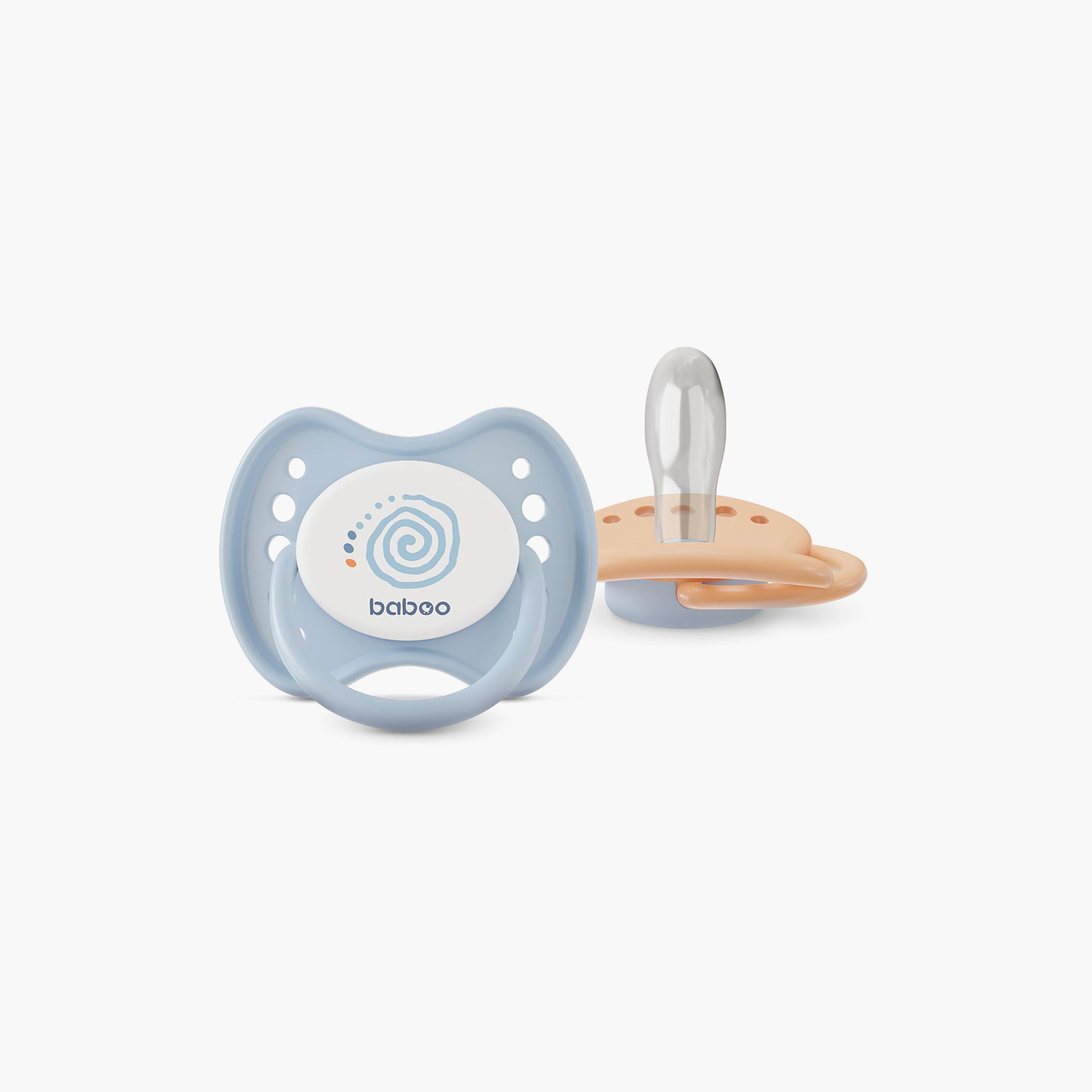 Baboo 2-Piece Silicone Symmetrical Baby Pacifier with Sterilizer Box - Blue Haze - 6 Months+-baby-feeding-pacifiers-image-1
