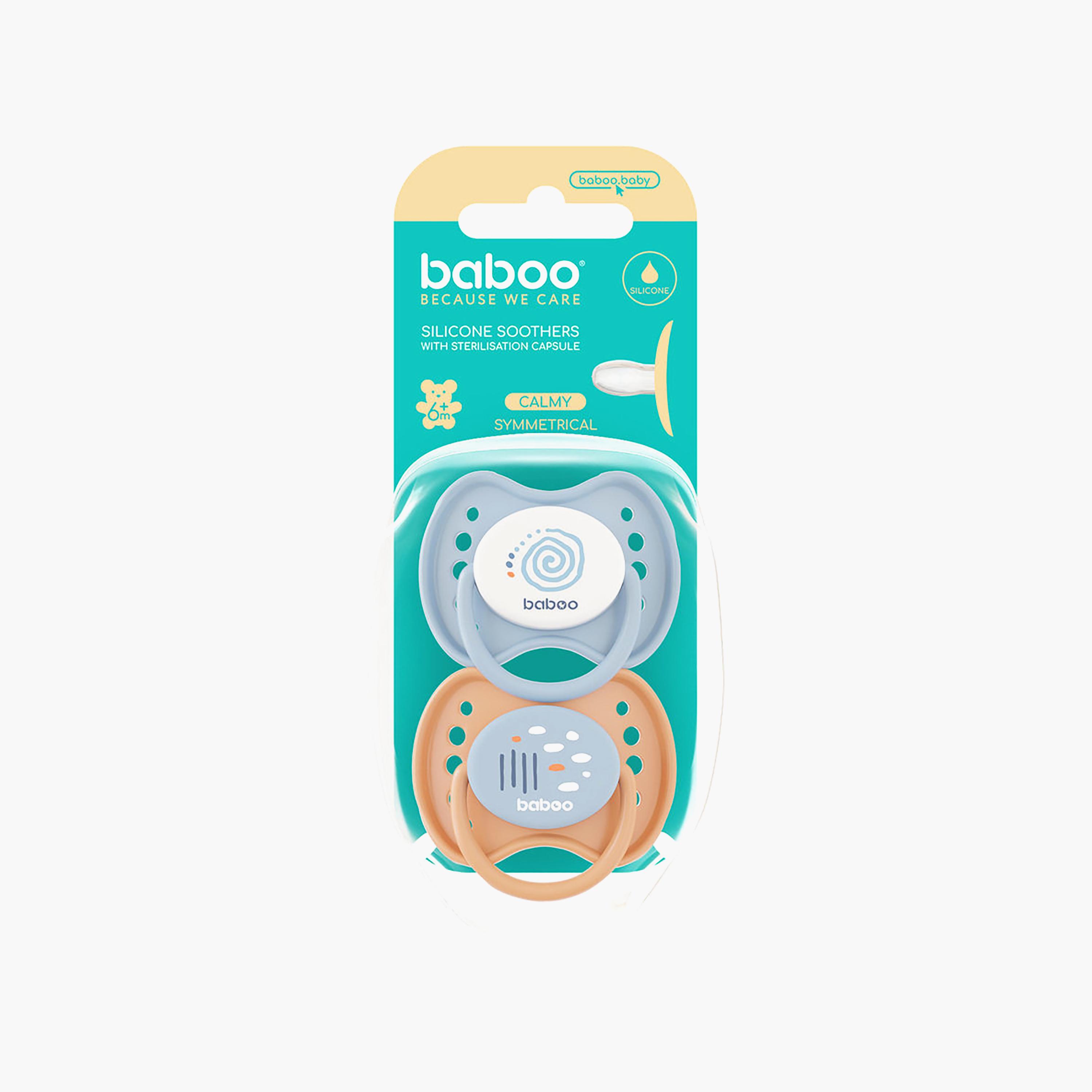Baboo 2-Piece Silicone Symmetrical Baby Pacifier with Sterilizer Box - Blue Haze - 6 Months+-baby-feeding-pacifiers-image-4