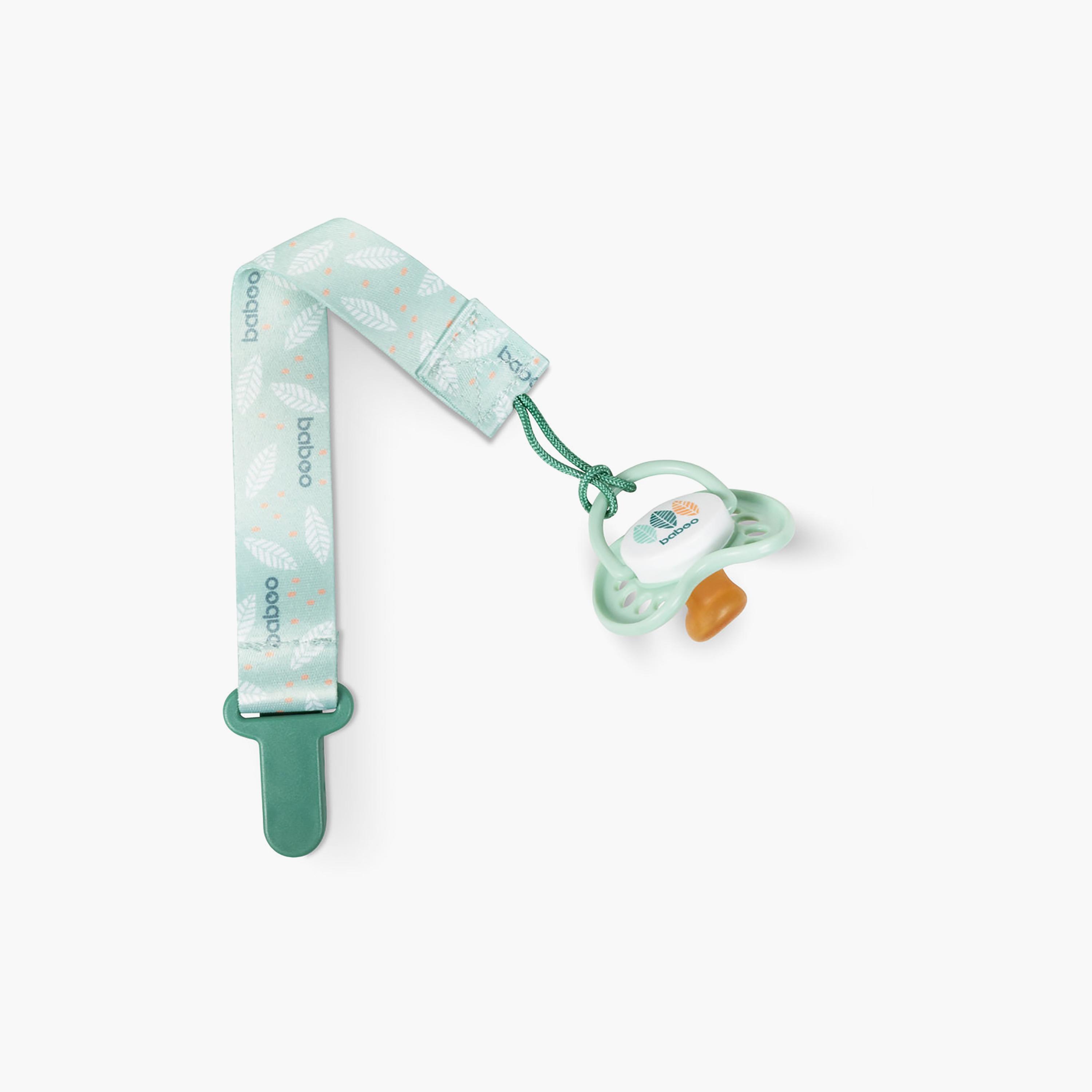 Baboo Textile Pacifier Clip - Peachy Keen - 0 Months+-baby-feeding-pacifiers-image-1