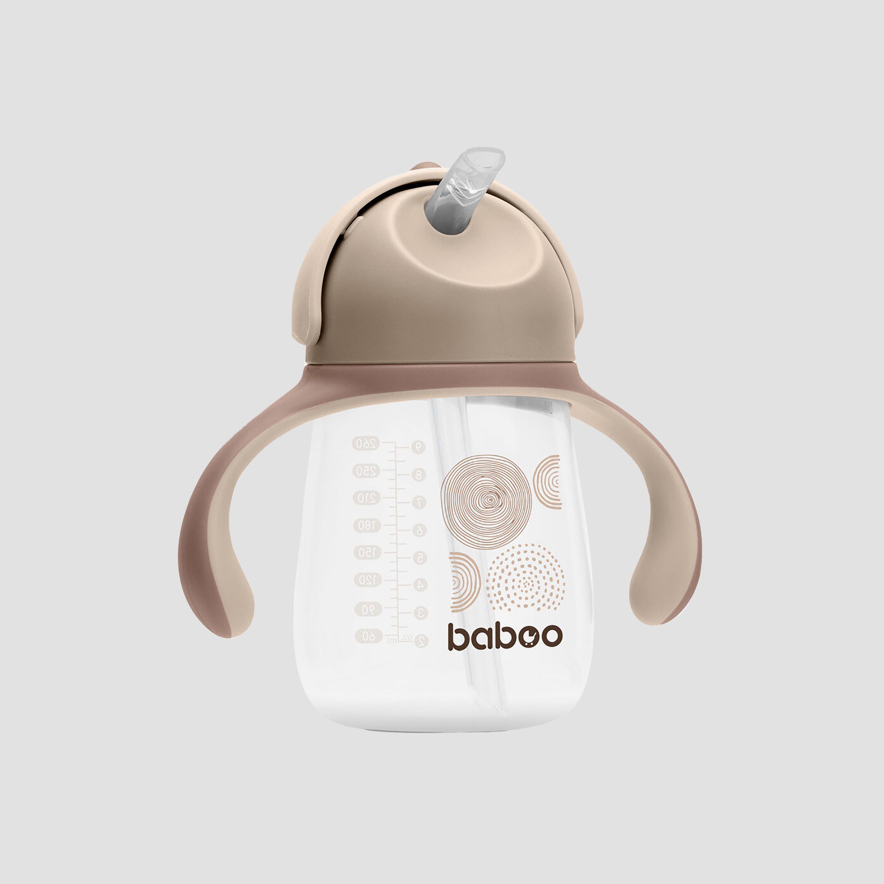 كوب شرب للأطفال مع ماصة سيليكون - أو ناتورال - 260 مل - 9 أشهر + من بابو-baby-feeding-mealtimeessentials-image-1