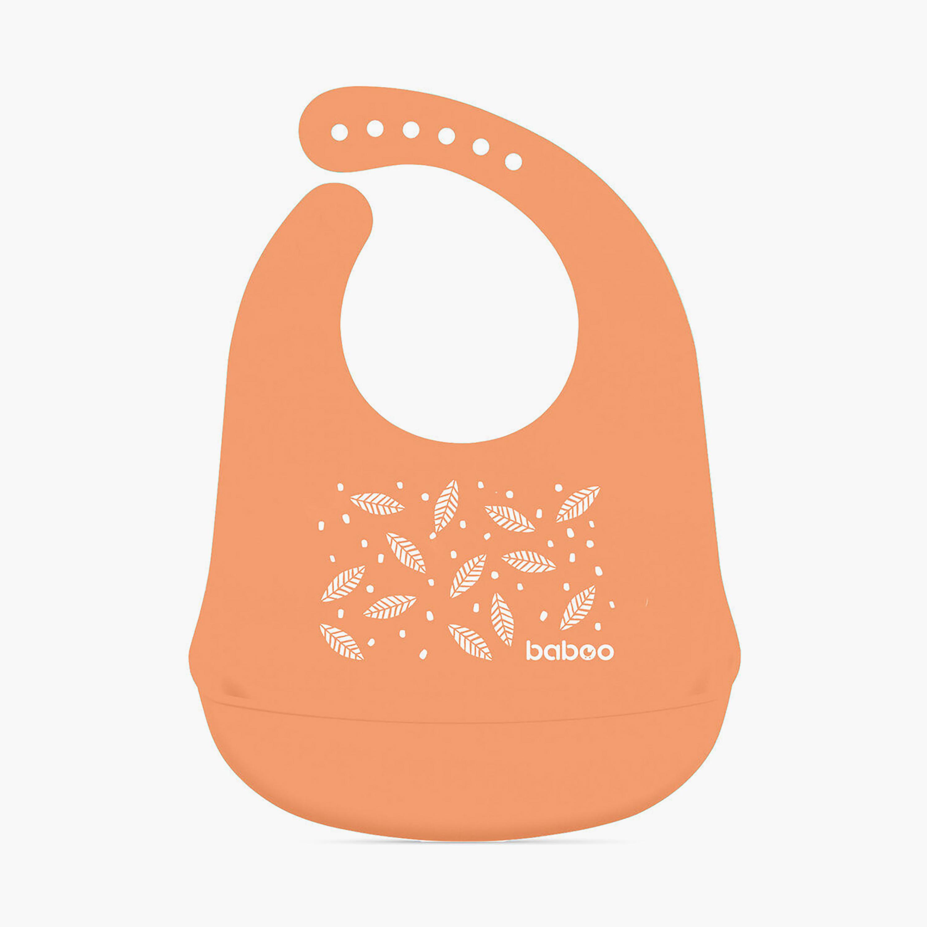 Baboo Silicone Bib - Peachy Keen - 4 Months+-baby-feeding-bibs-image-1