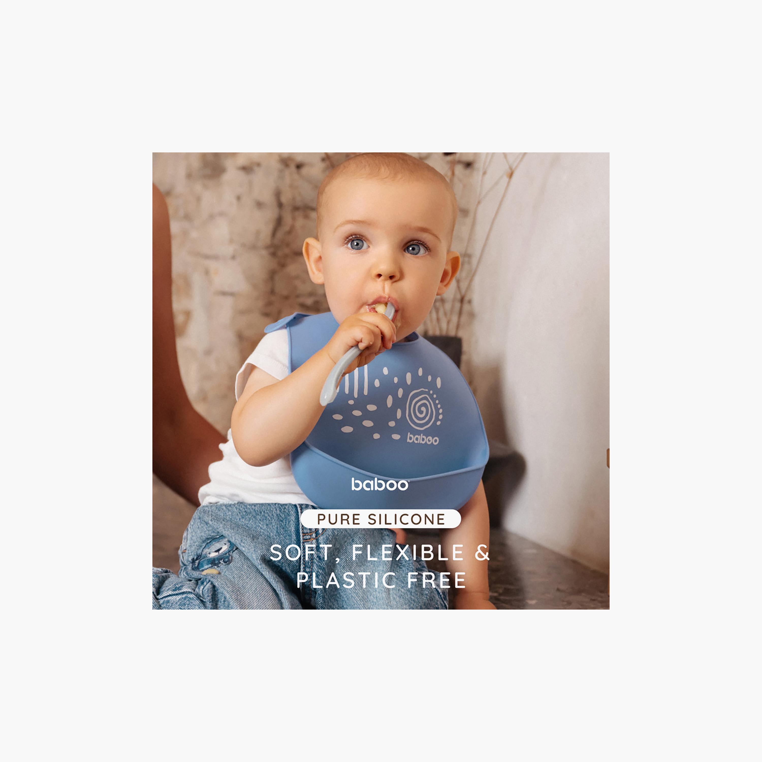 Baboo Silicone Bib - Blue Haze - 4 Months+-baby-feeding-bibs-image-4