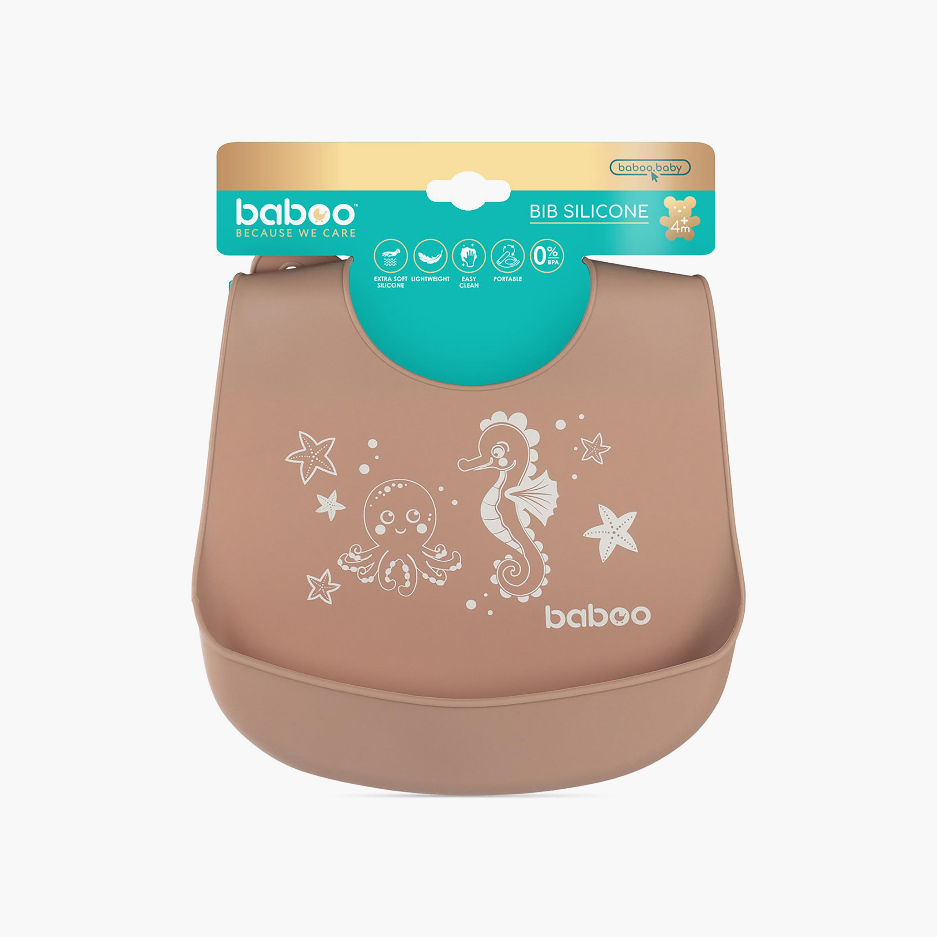 Baboo Silicone Bib - Au Naturale - 4 Months+-baby-feeding-bibs-image-2