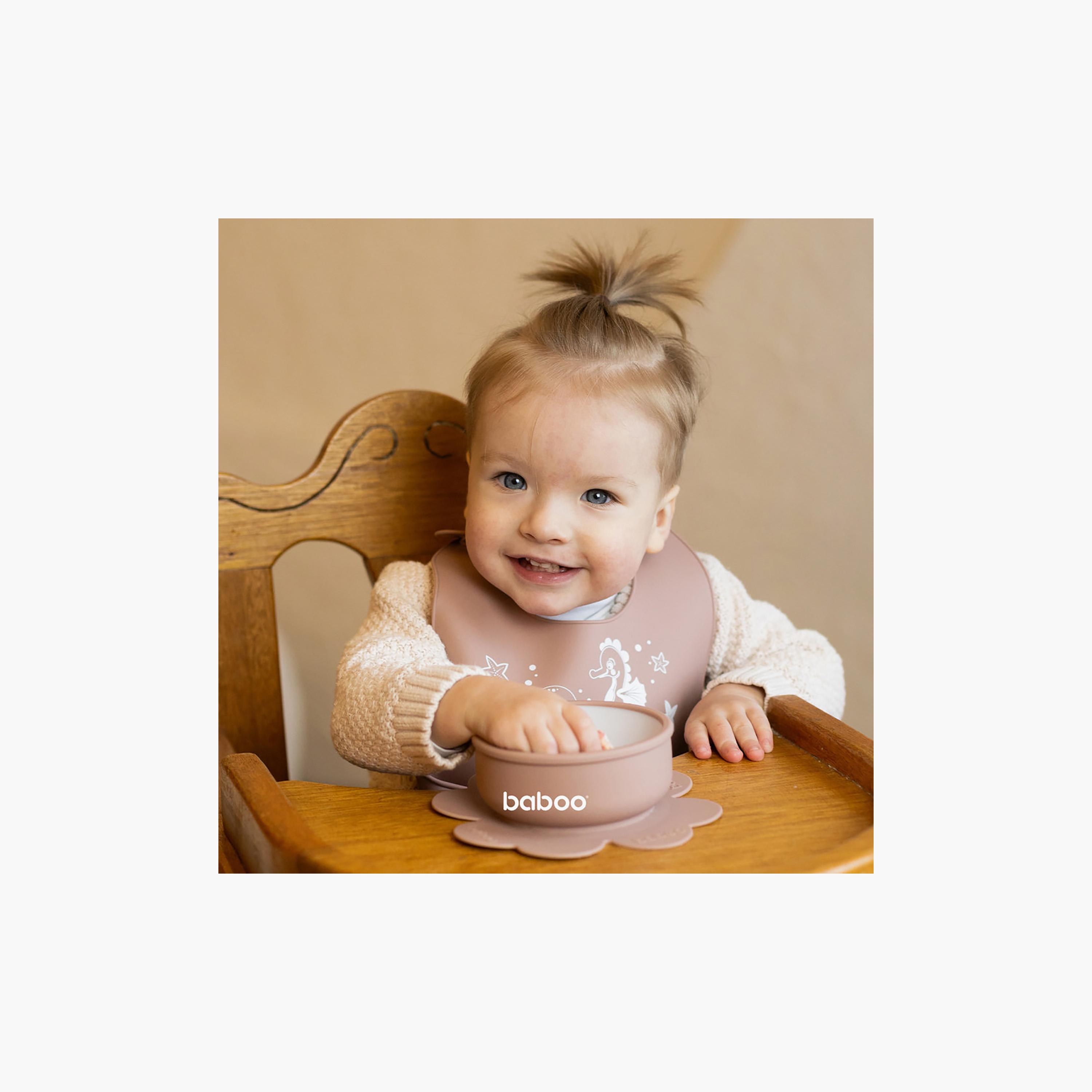 Baboo Silicone Bib - Au Naturale - 4 Months+-baby-feeding-bibs-image-5