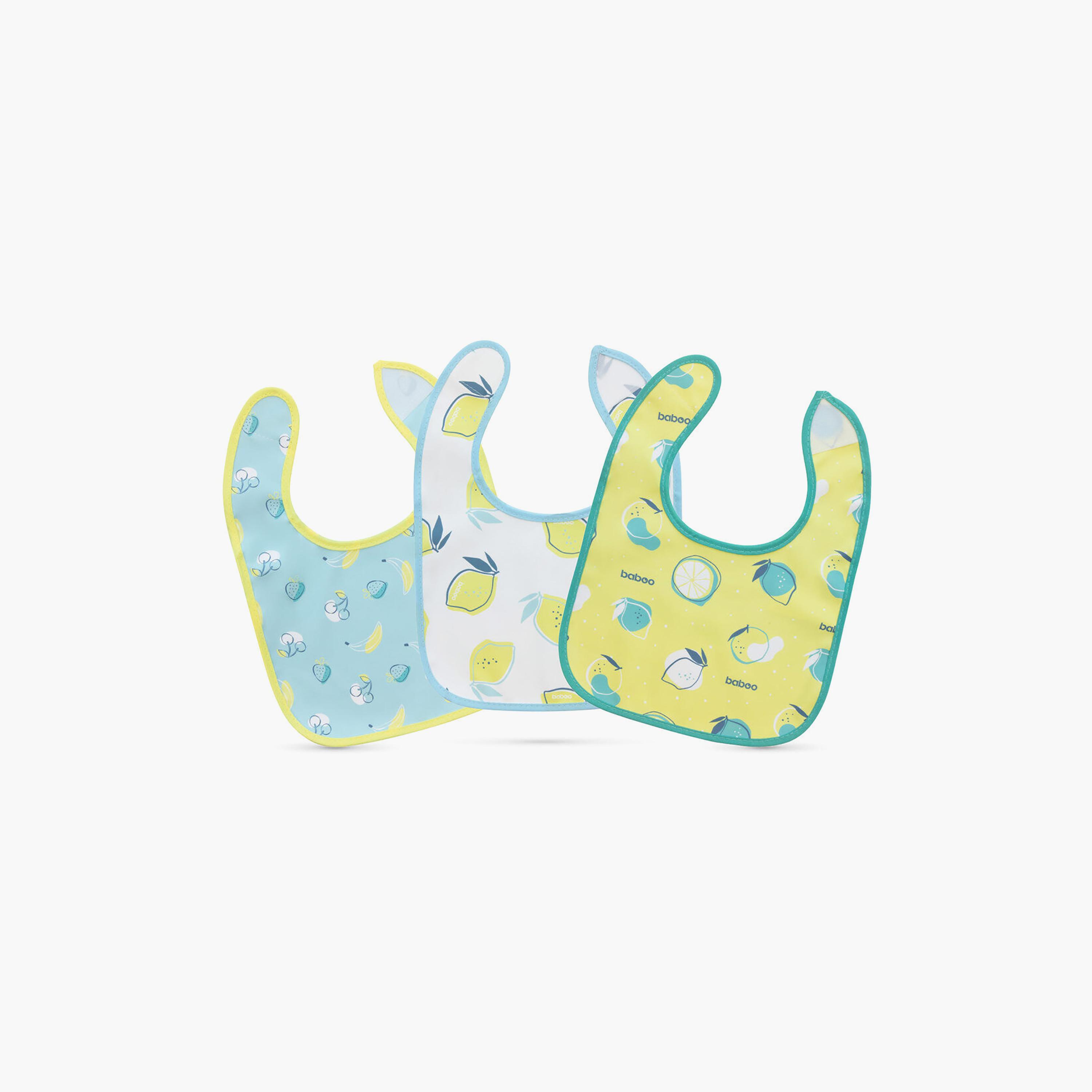 Baboo 3-Piece Double Layer Waterproof Bib Set - Lagoon Fiesta - 0 Months+-baby-feeding-bibs-image-6