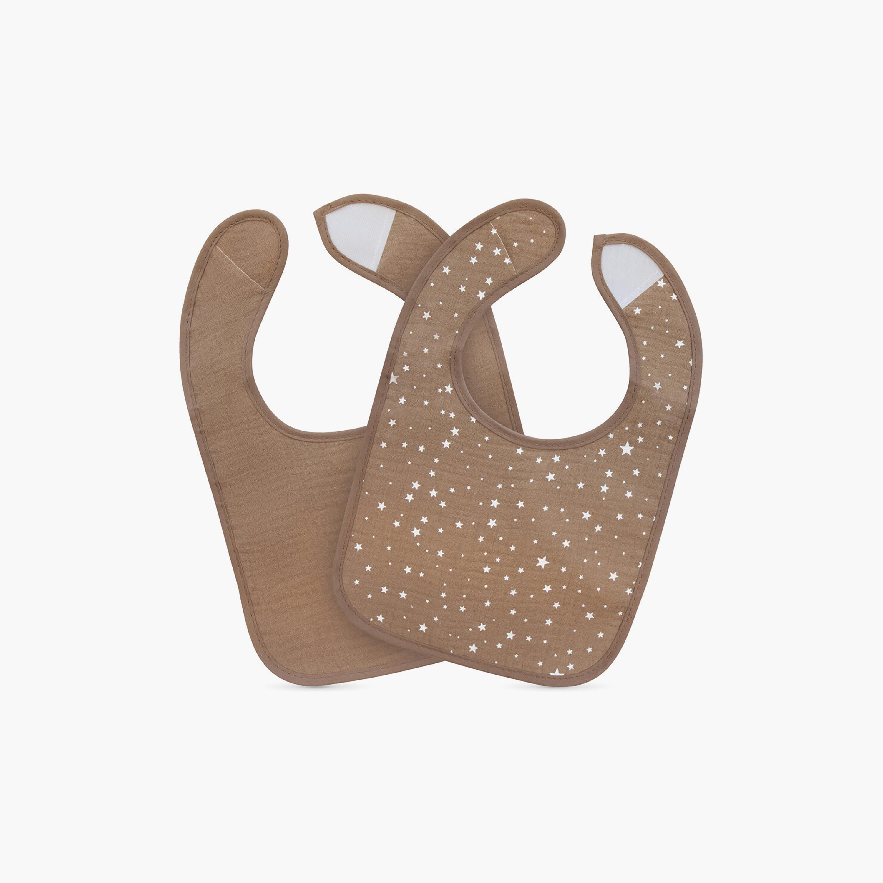 Baboo 2-Piece Double Layer Muslin Waterproof Bib Set - Au Naturale - 0 Months+-baby-feeding-bibs-image-4