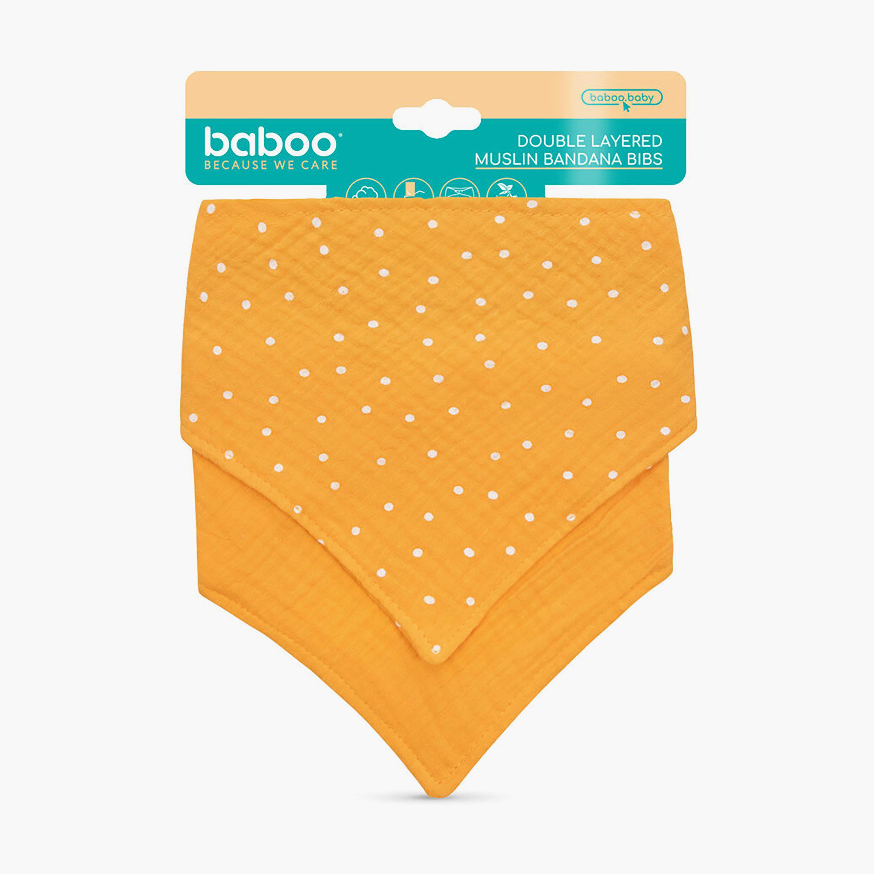 Baboo 2-Piece Double Layer Muslin Bandana Bib - Peachy Keen - 0 Months+-baby-feeding-bibs-image-3