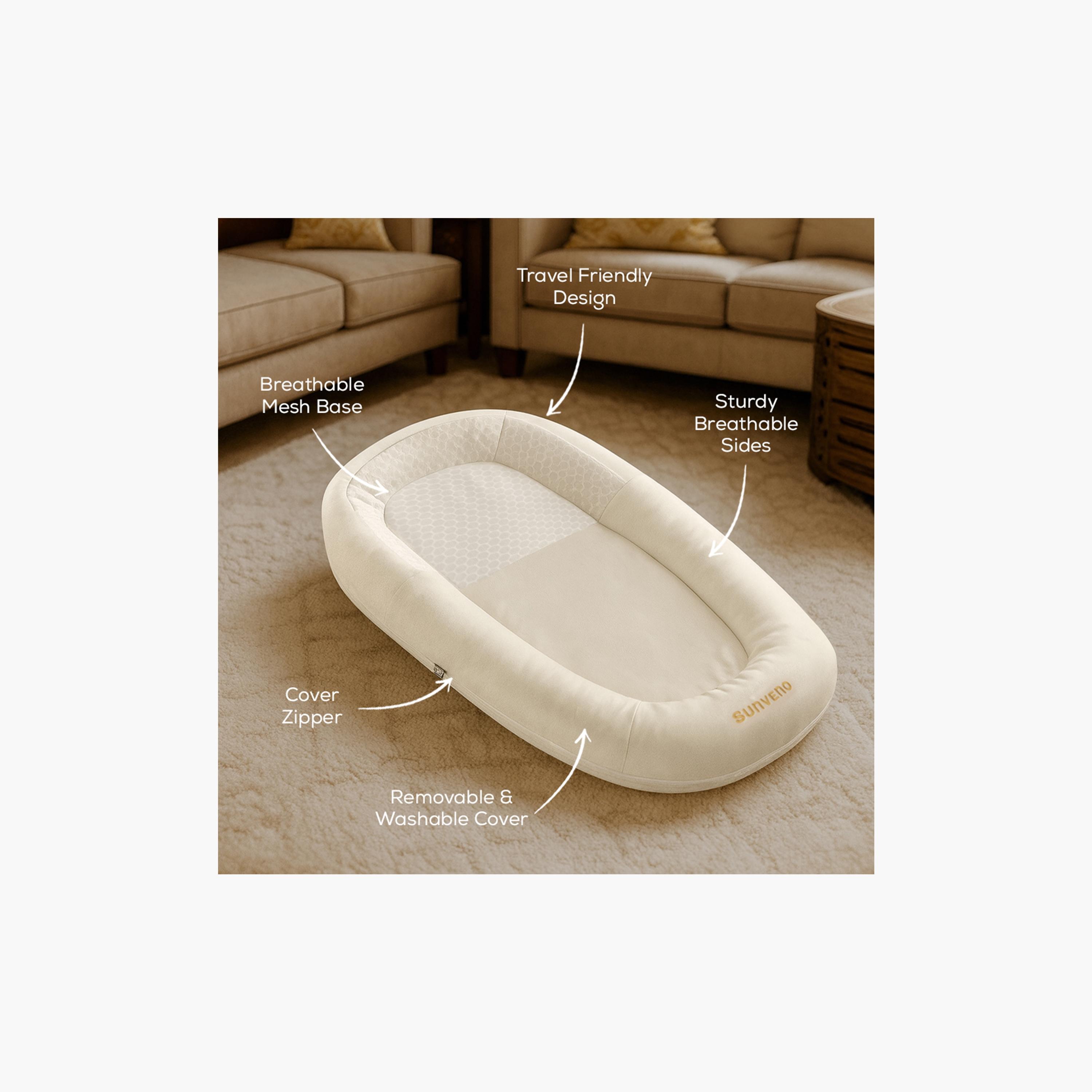 Sunveno Newborn Baby Bed - White - 0-8 Months-baby-bathandcare-bathtubs-image-6