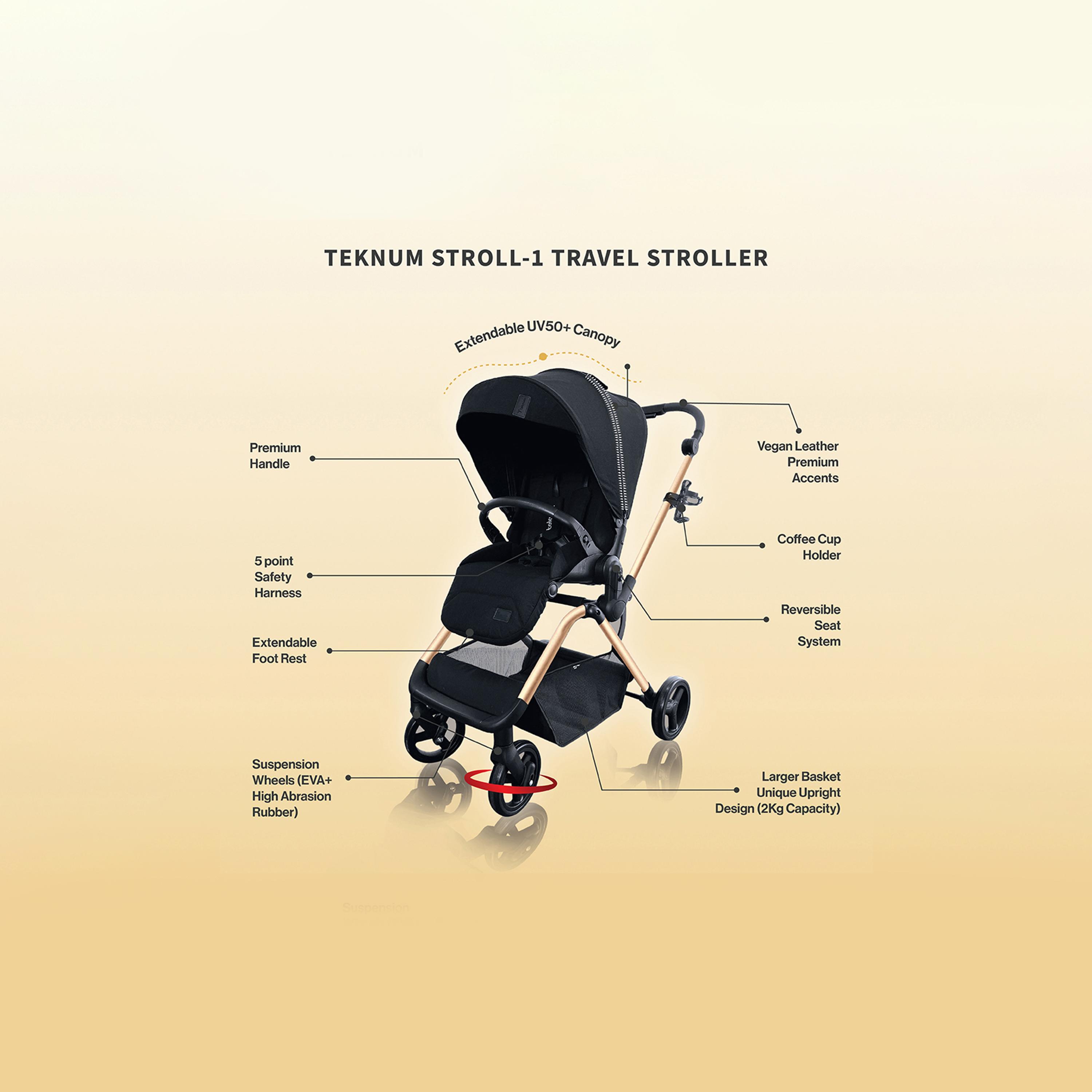 Teknum Stroll-1 Travel System with Reversible Stroller & Car Seat - Gold-baby-gear-strollersandprams-travelsystems-image-13