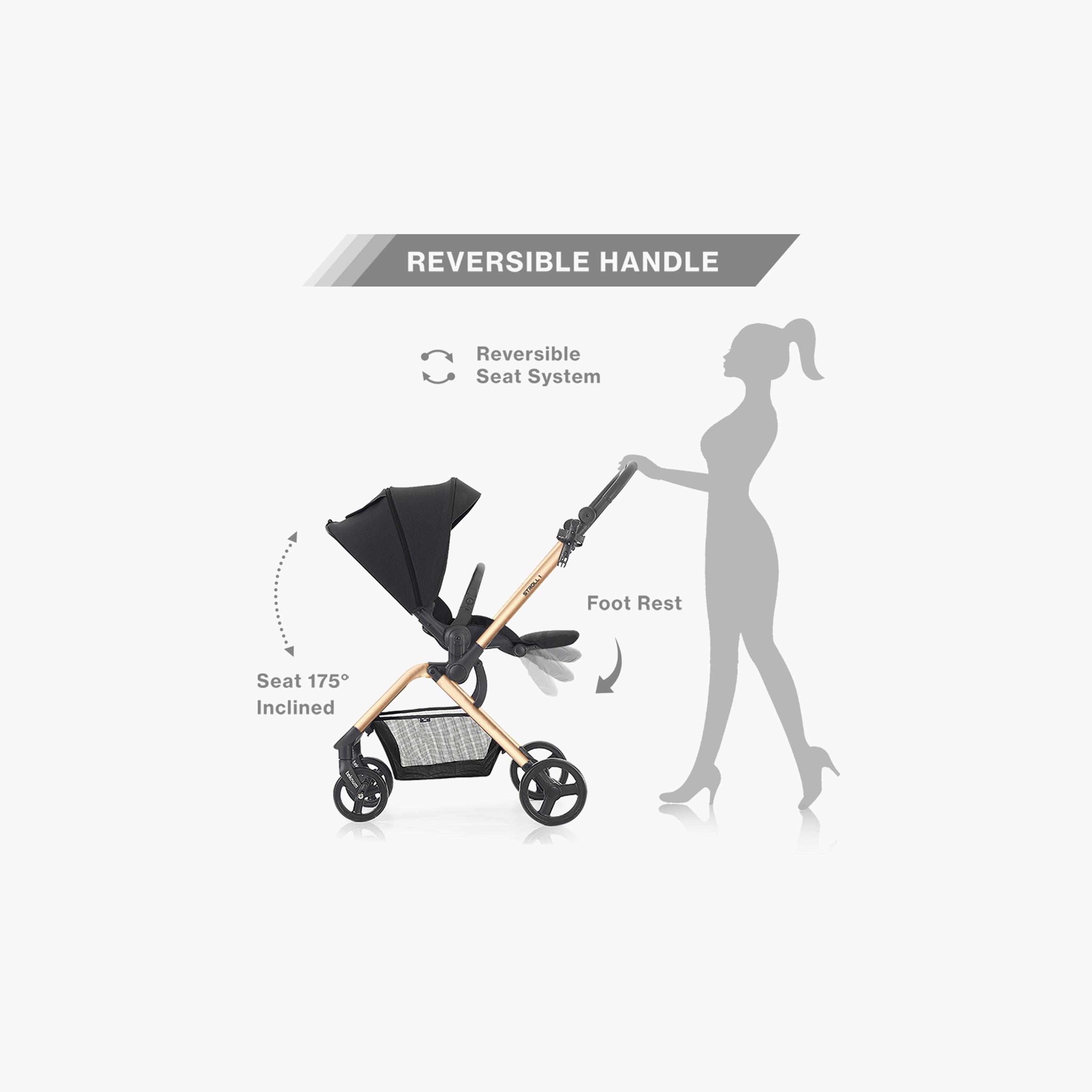 نظام سترول-1 للسفر مع عربة أطفال ومقعد سيارة قابلين للعكس من تيكنوم - ذهبي-baby-gear-strollersandprams-travelsystems-image-4