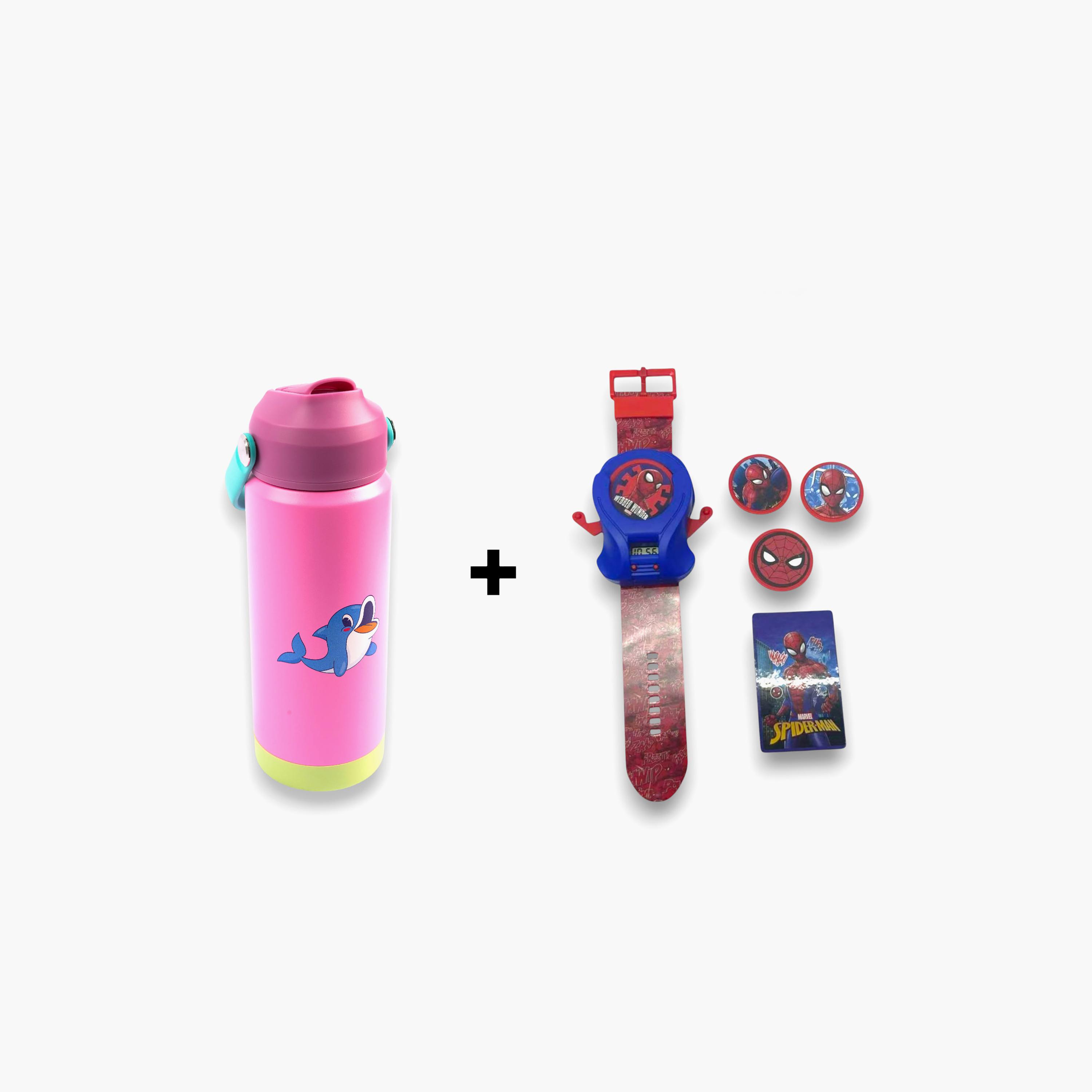 Cocobee Insulated Stainless Steel Water Bottle - 500 ml & Marvel Spider-Man Disc Launcher Watch Set-school-waterbottles-image-1