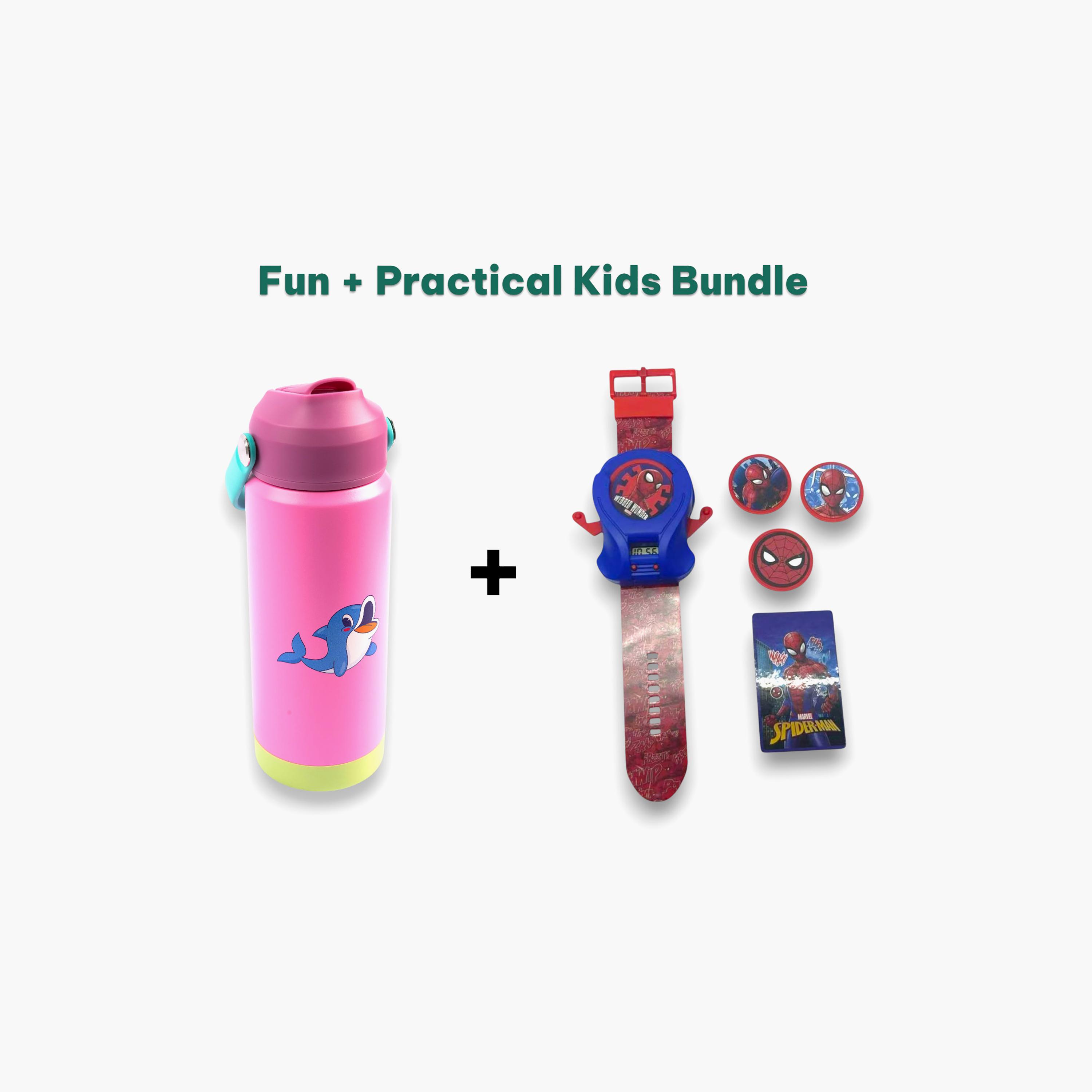 Cocobee Insulated Stainless Steel Water Bottle - 500 ml & Marvel Spider-Man Disc Launcher Watch Set-school-waterbottles-image-4