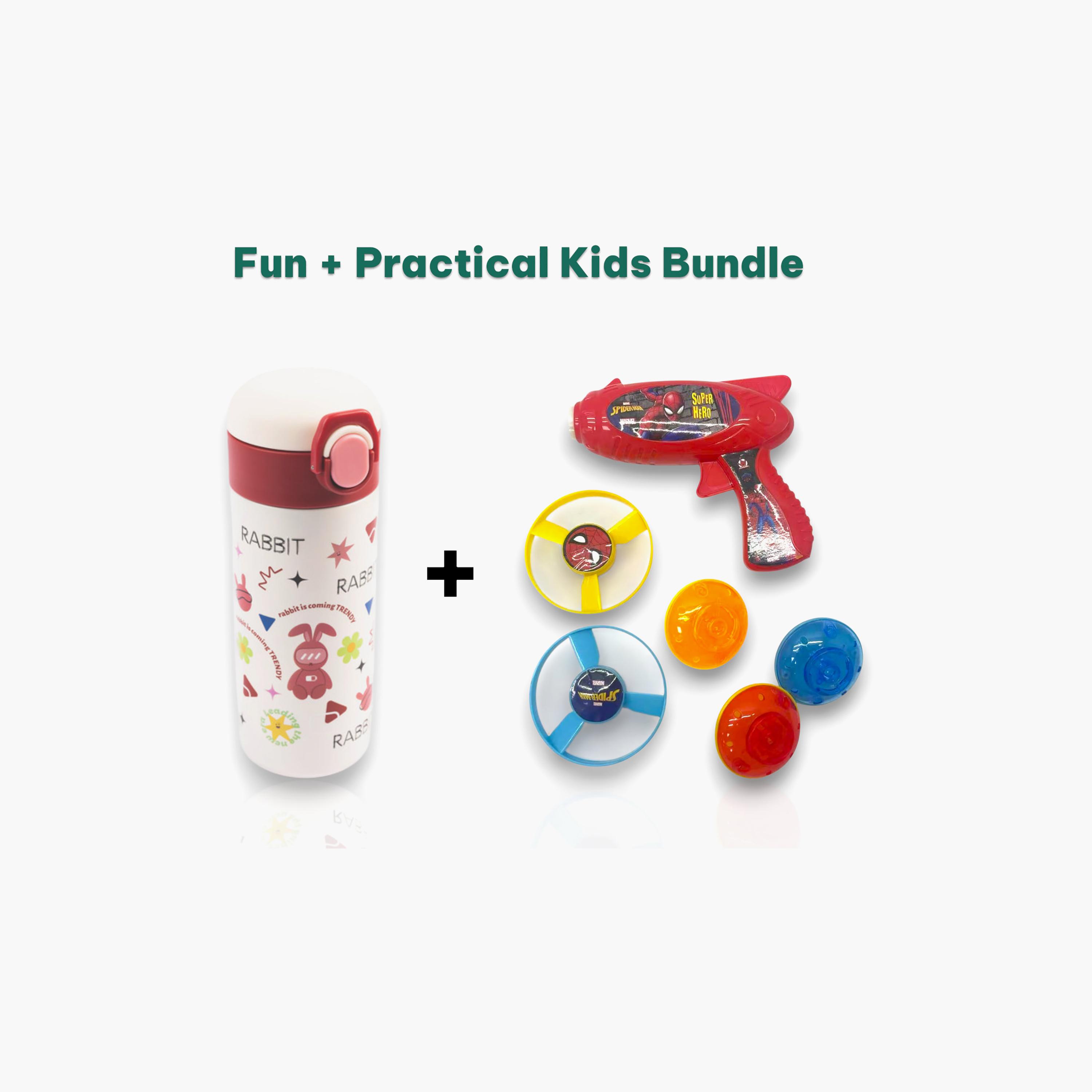 Marvel Insulated Stainless Steel Water Bottle - 500 ml & Marvel Spider-Man Top Flying Saucer Gun-school-waterbottles-image-4