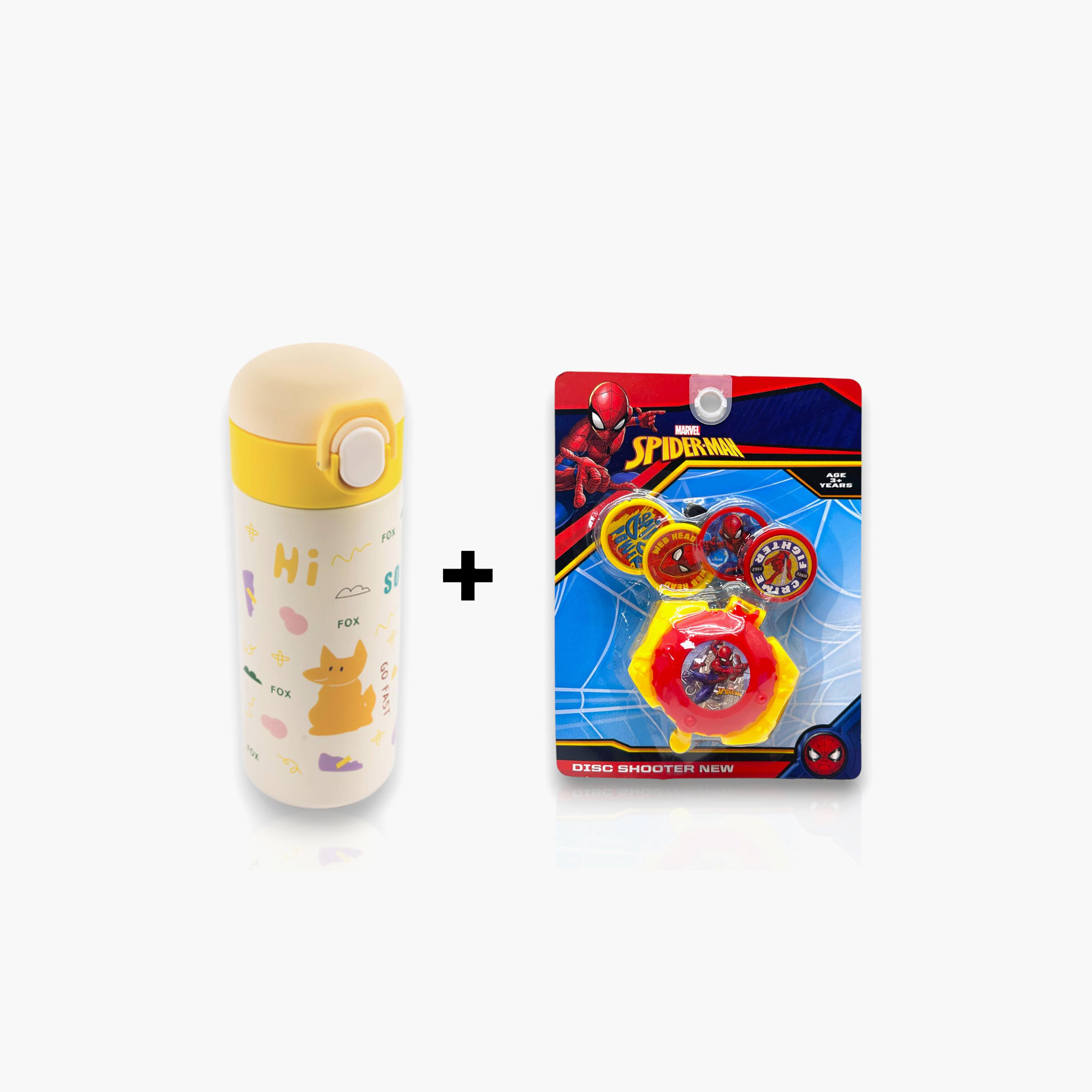 Marvel Insulated Stainless Steel Water Bottle - 500 ml & Marvel Spider-Man Disc Shooter Toy-school-waterbottles-image-1