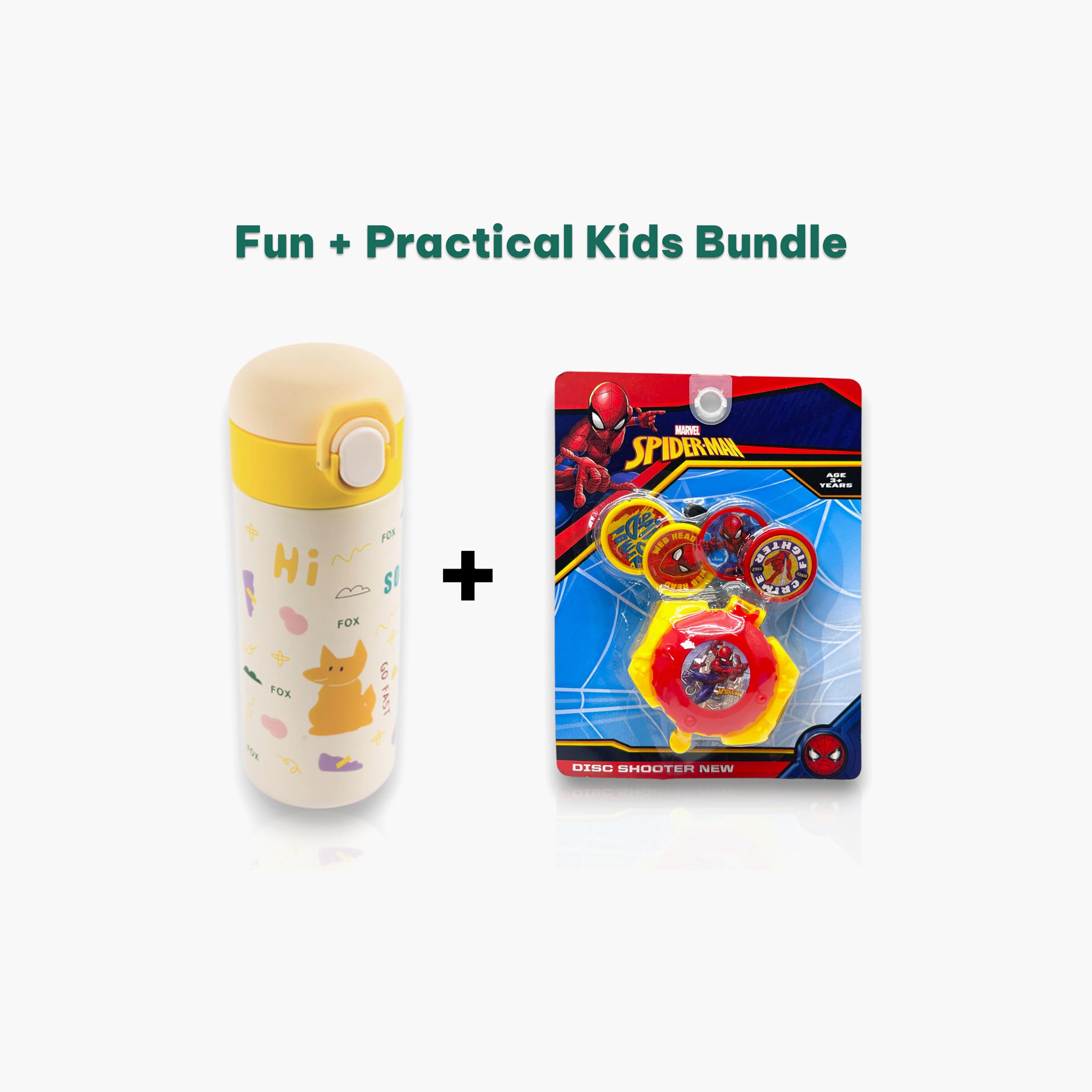 Marvel Insulated Stainless Steel Water Bottle - 500 ml & Marvel Spider-Man Disc Shooter Toy-school-waterbottles-image-4