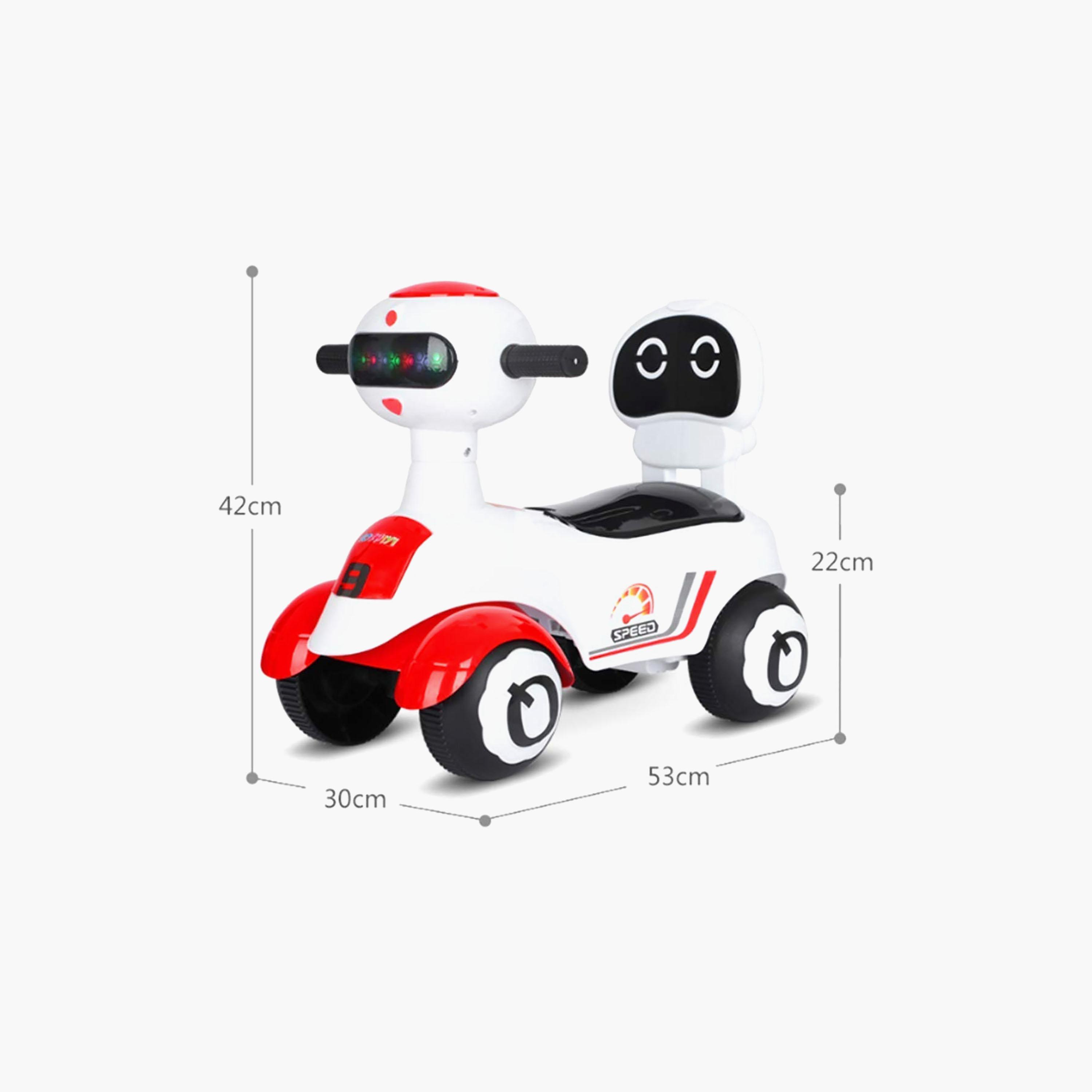 Starmarz Premium Robot Design Foot-to-Floor Ride-On Push Car - 1-5 Years - White & Red-toys-outdoor-bikesandrideons-manualrideons-image-2